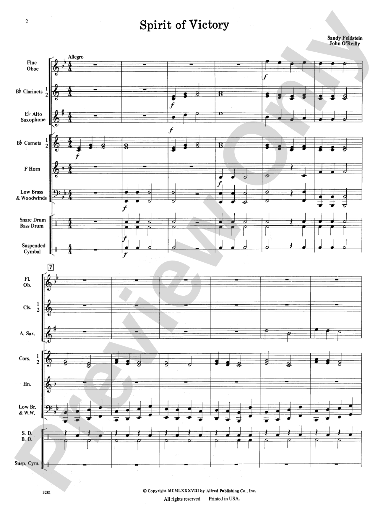 Spirit of Victory: Concert Band Conductor Score & Parts