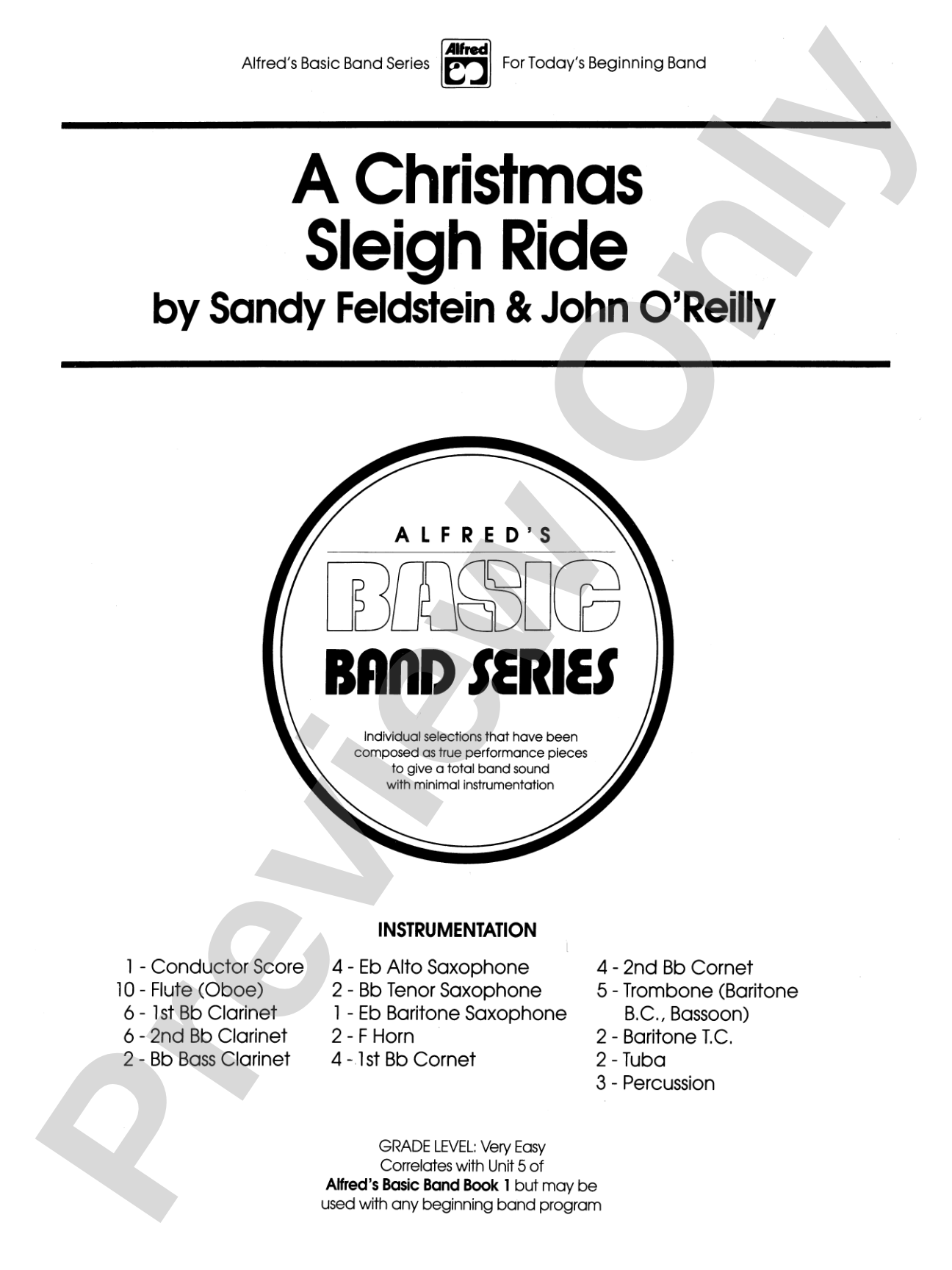A Christmas Sleigh Ride: Concert Band Conductor Score & Parts