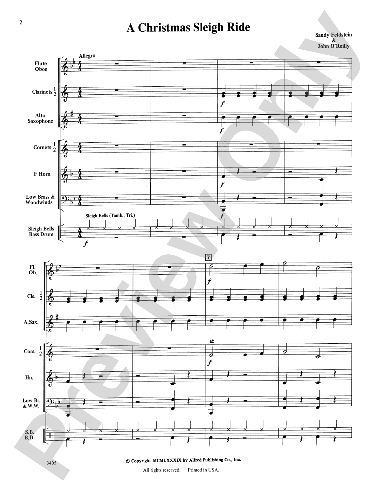 A Christmas Sleigh Ride: Concert Band Conductor Score & Parts