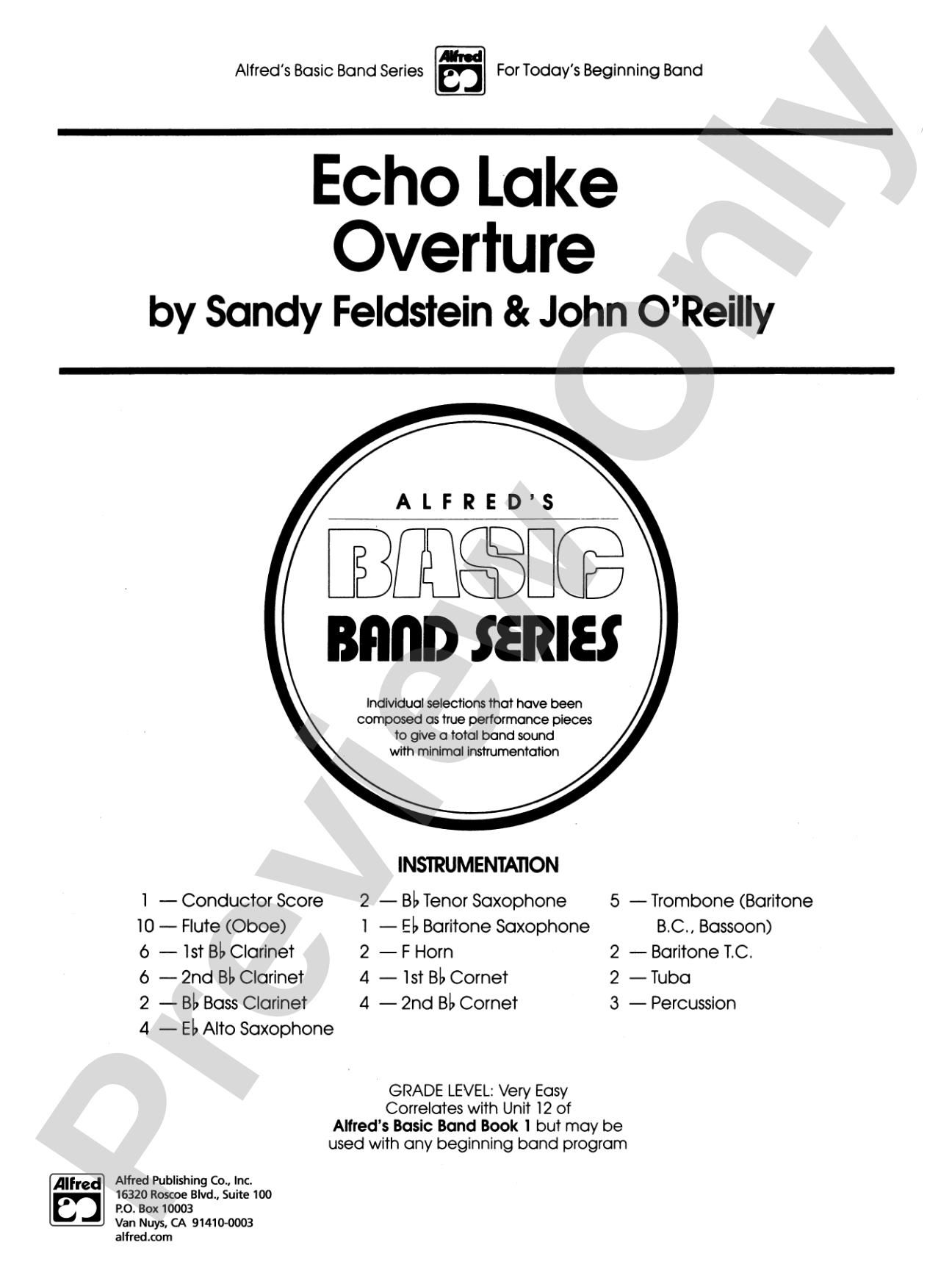 Echo Lake Overture: Concert Band Conductor Score & Parts
