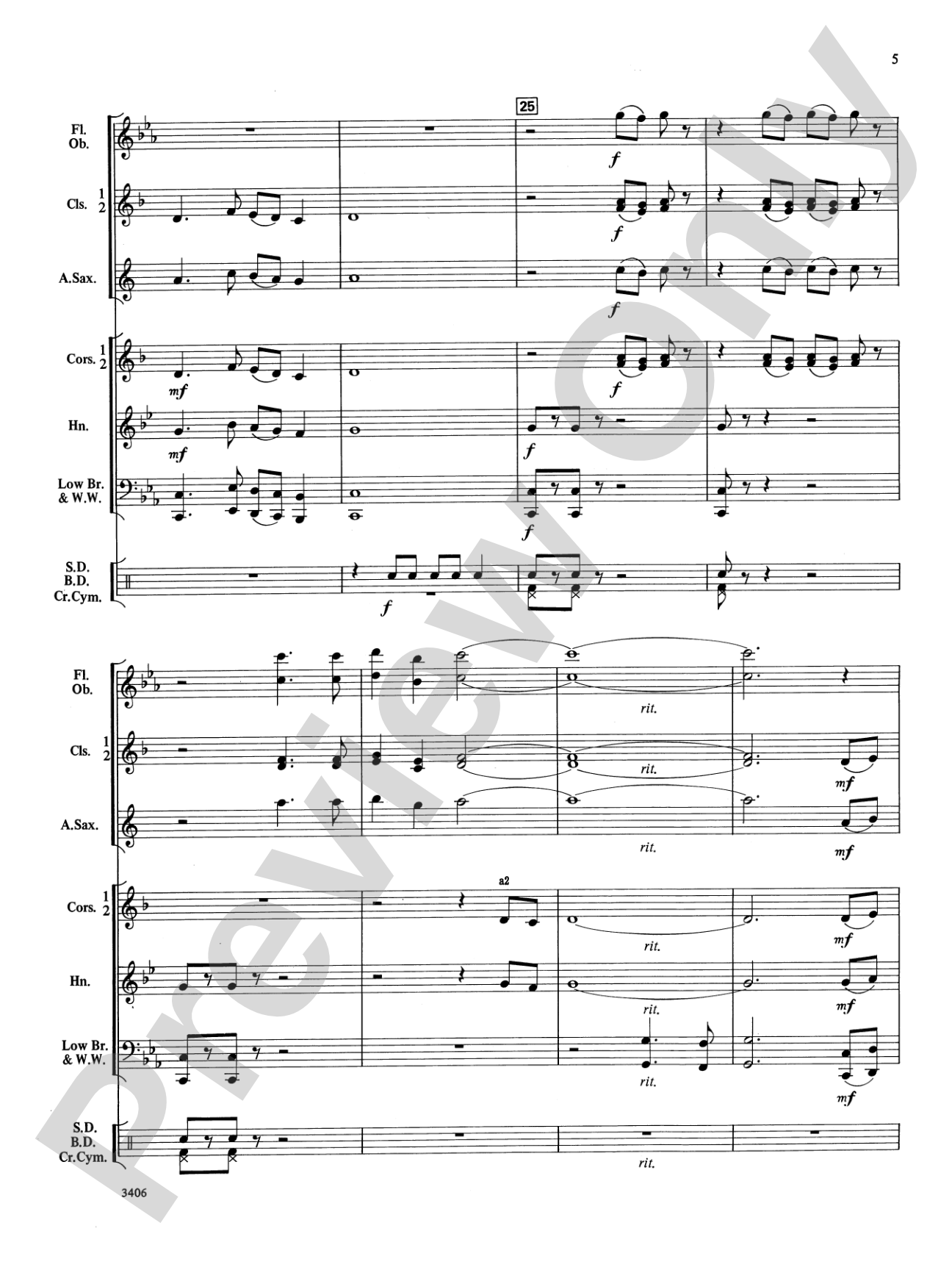 Echo Lake Overture: Concert Band Conductor Score & Parts