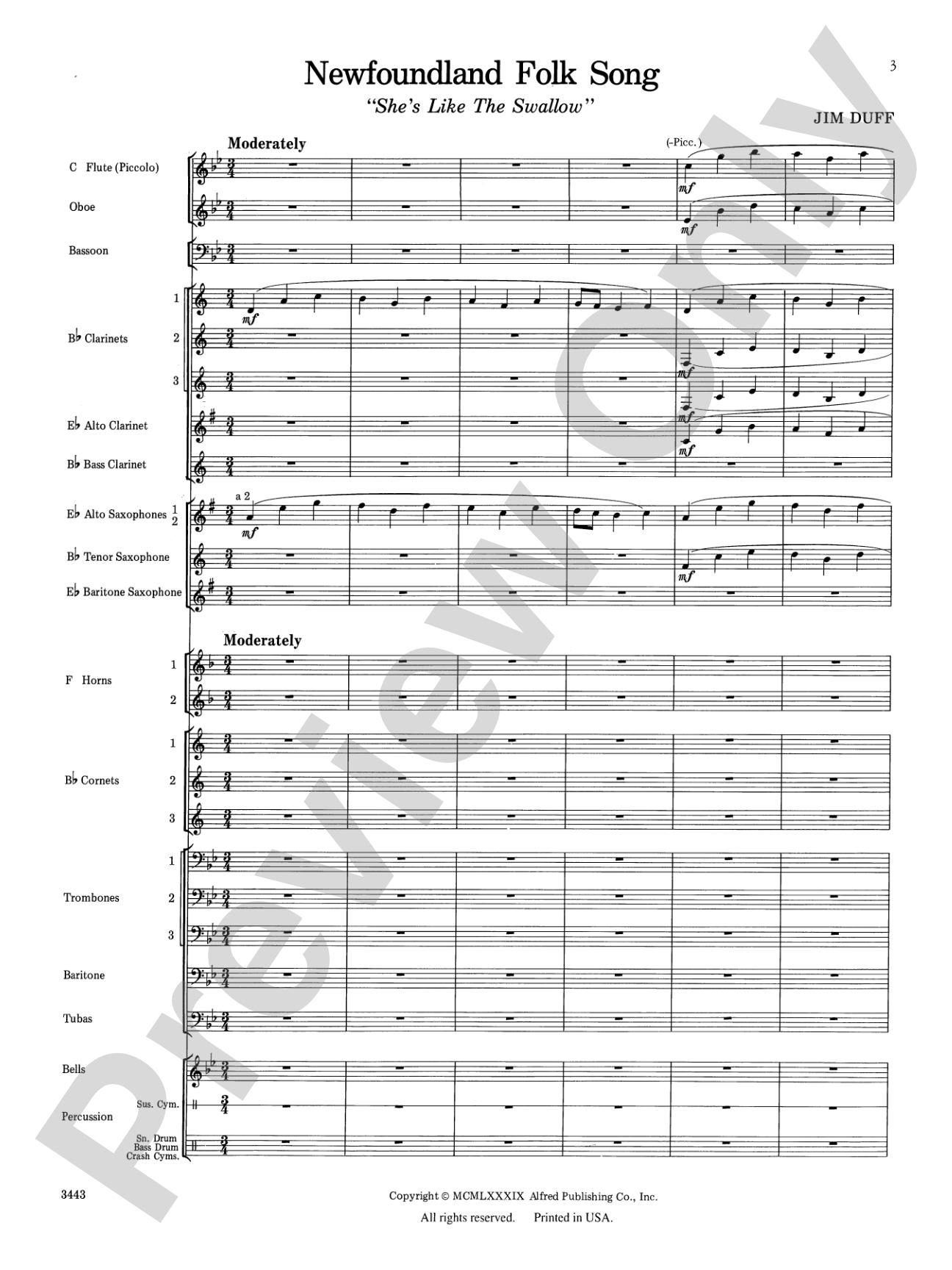 Newfoundland Folk Song: Concert Band Conductor Score & Parts