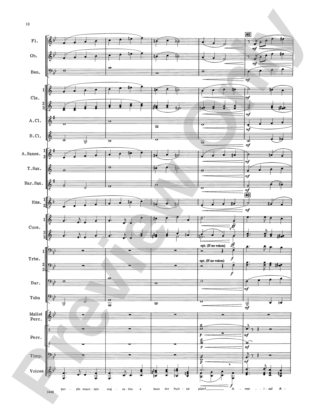 America, the Beautiful (with optional SA/SAB chorus): Concert Band Conductor Score & Parts