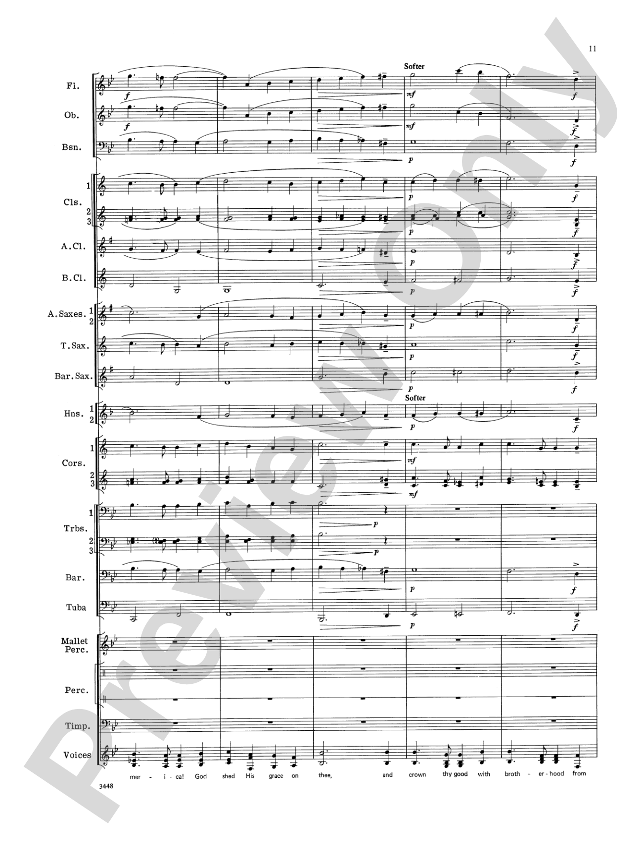 America, the Beautiful (with optional SA/SAB chorus): Concert Band Conductor Score & Parts