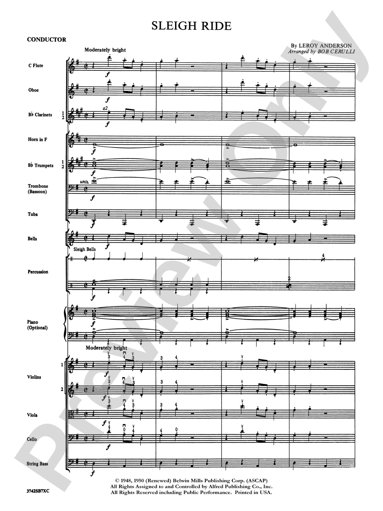 Sleigh Ride: Full Orchestra Conductor Score & Parts