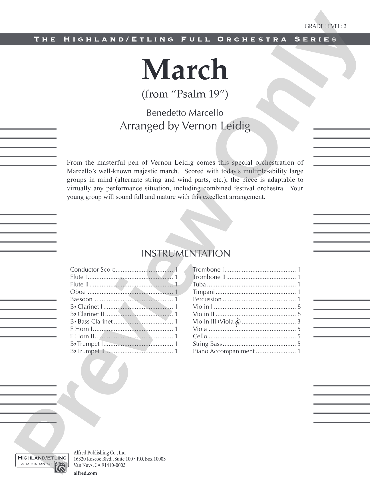 March from "Psalm 19": Full Orchestra Conductor Score & Parts