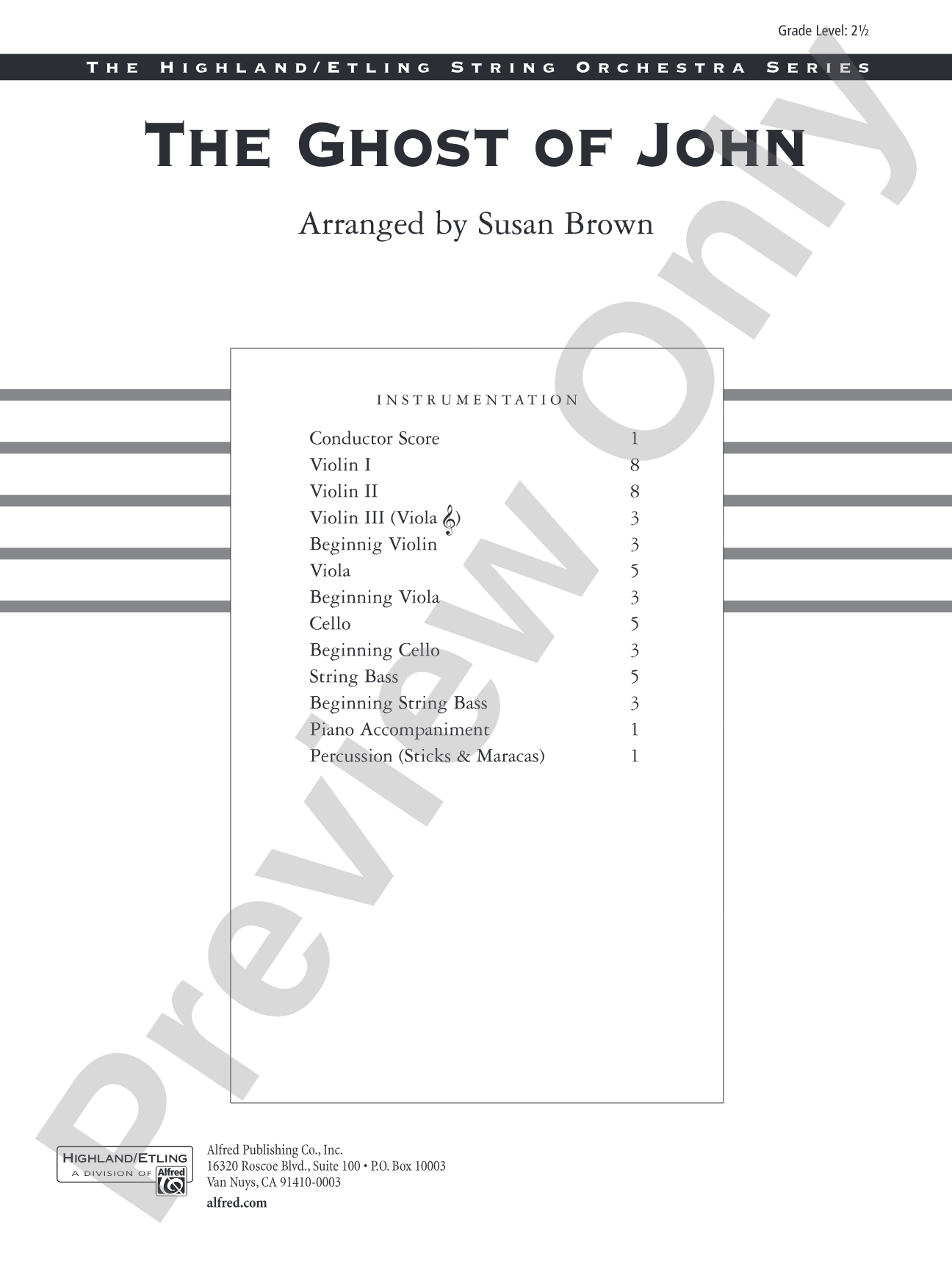 The Ghost of John: String Orchestra Conductor Score & Parts