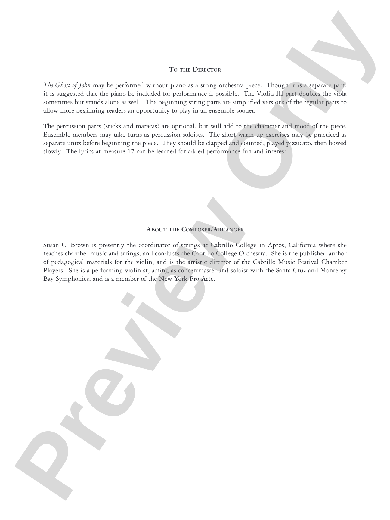 The Ghost of John: String Orchestra Conductor Score & Parts