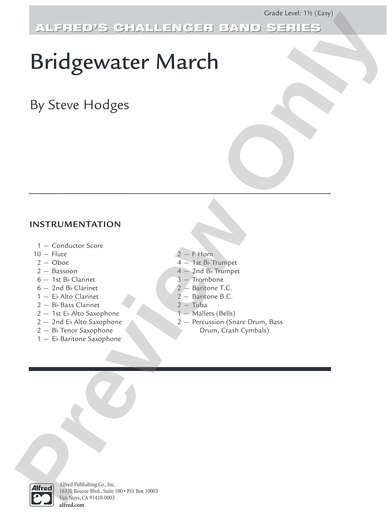 Bridgewater March: Concert Band Conductor Score & Parts