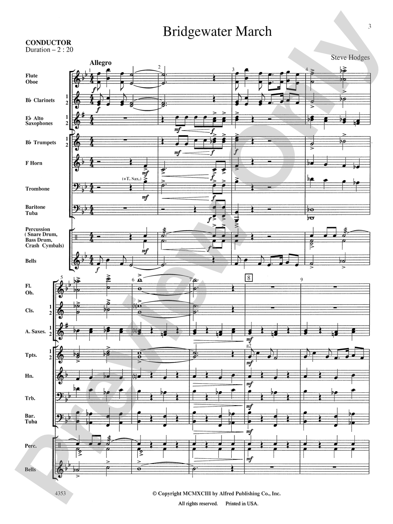Bridgewater March: Concert Band Conductor Score & Parts