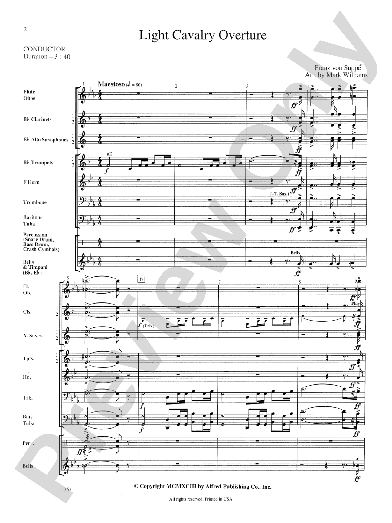Light Cavalry Overture: Concert Band Conductor Score & Parts