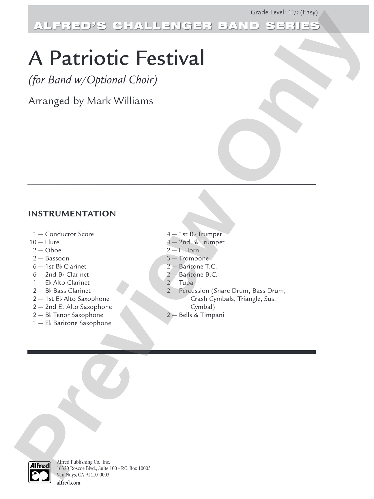 A Patriotic Festival: Concert Band Conductor Score & Parts