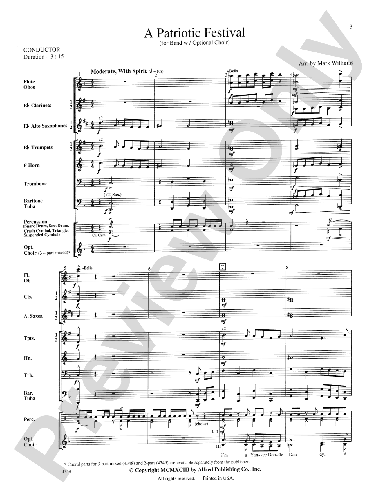 A Patriotic Festival: Concert Band Conductor Score & Parts