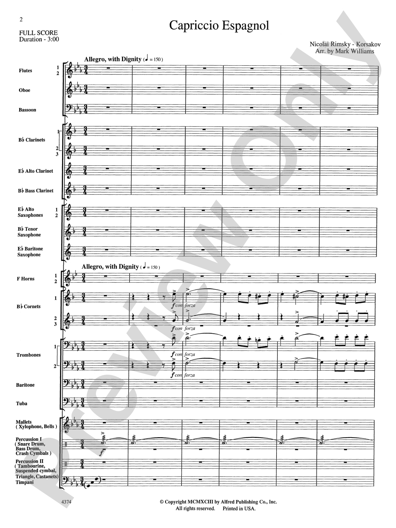 Capriccio Espagnol: Concert Band Conductor Score & Parts