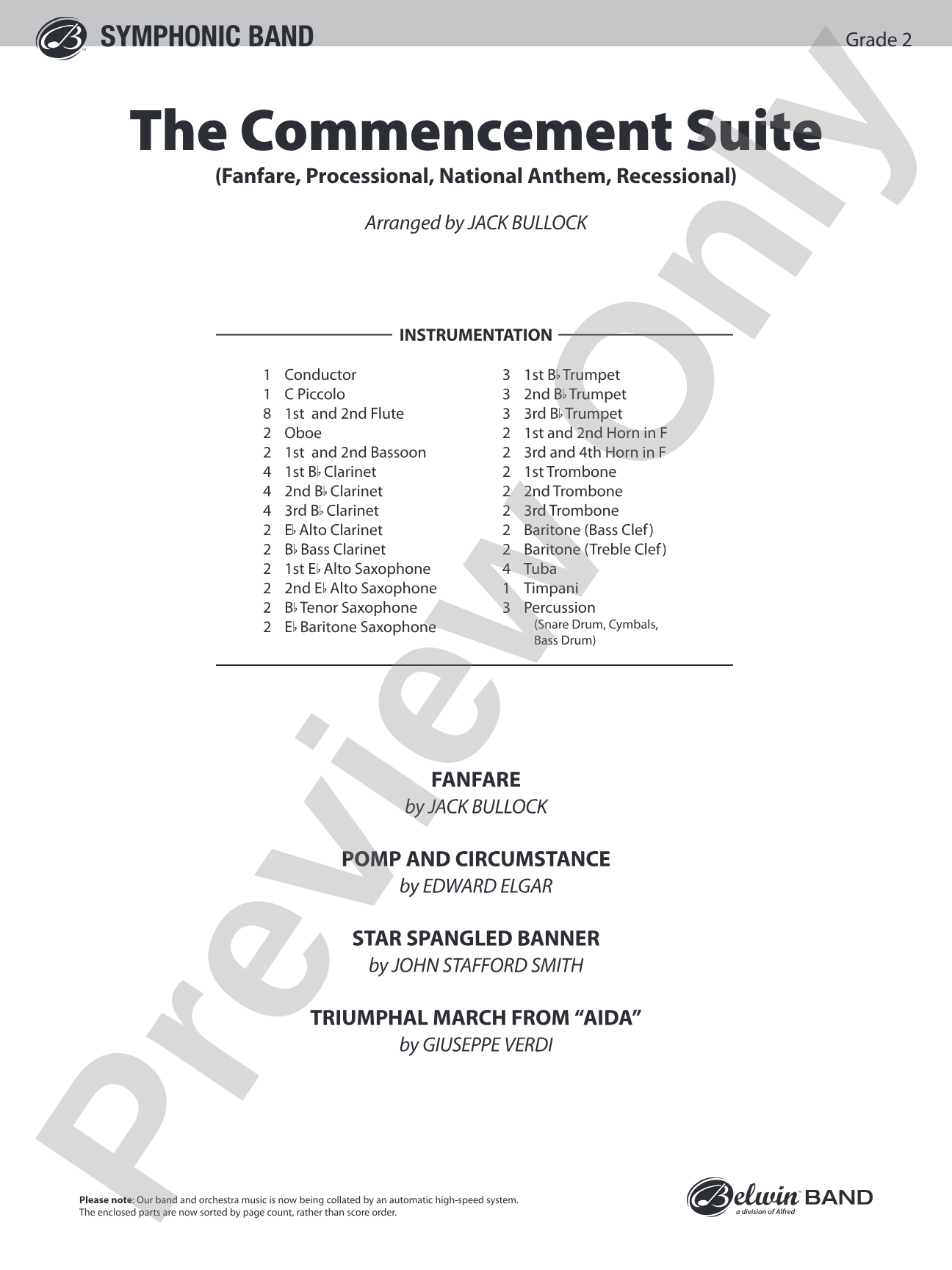 Commencement Suite (featuring a Fanfare, Processional, The National Anthem and a Recessional): Concert Band Conductor Score & Parts