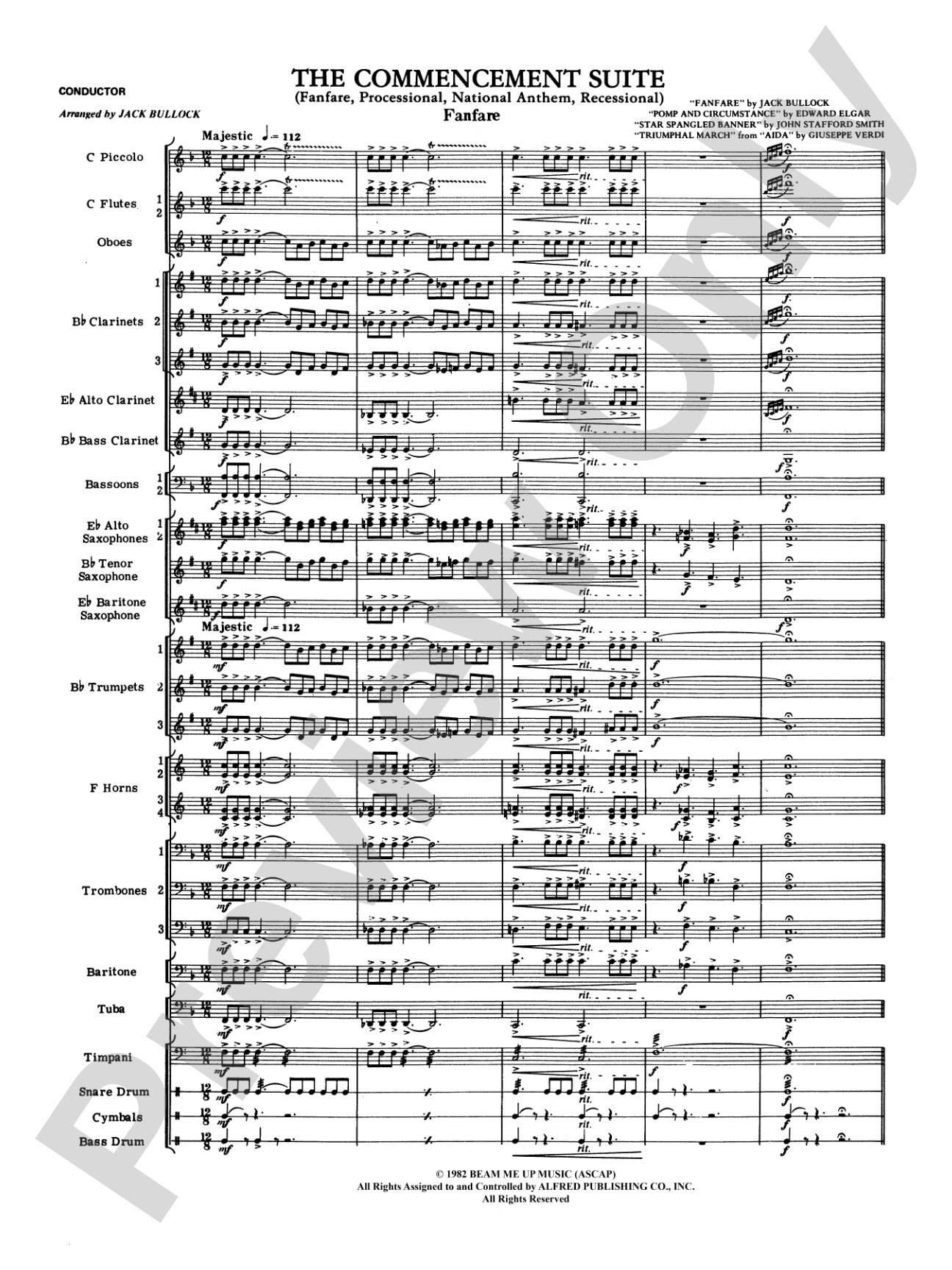 Commencement Suite (featuring a Fanfare, Processional, The National Anthem and a Recessional): Concert Band Conductor Score & Parts