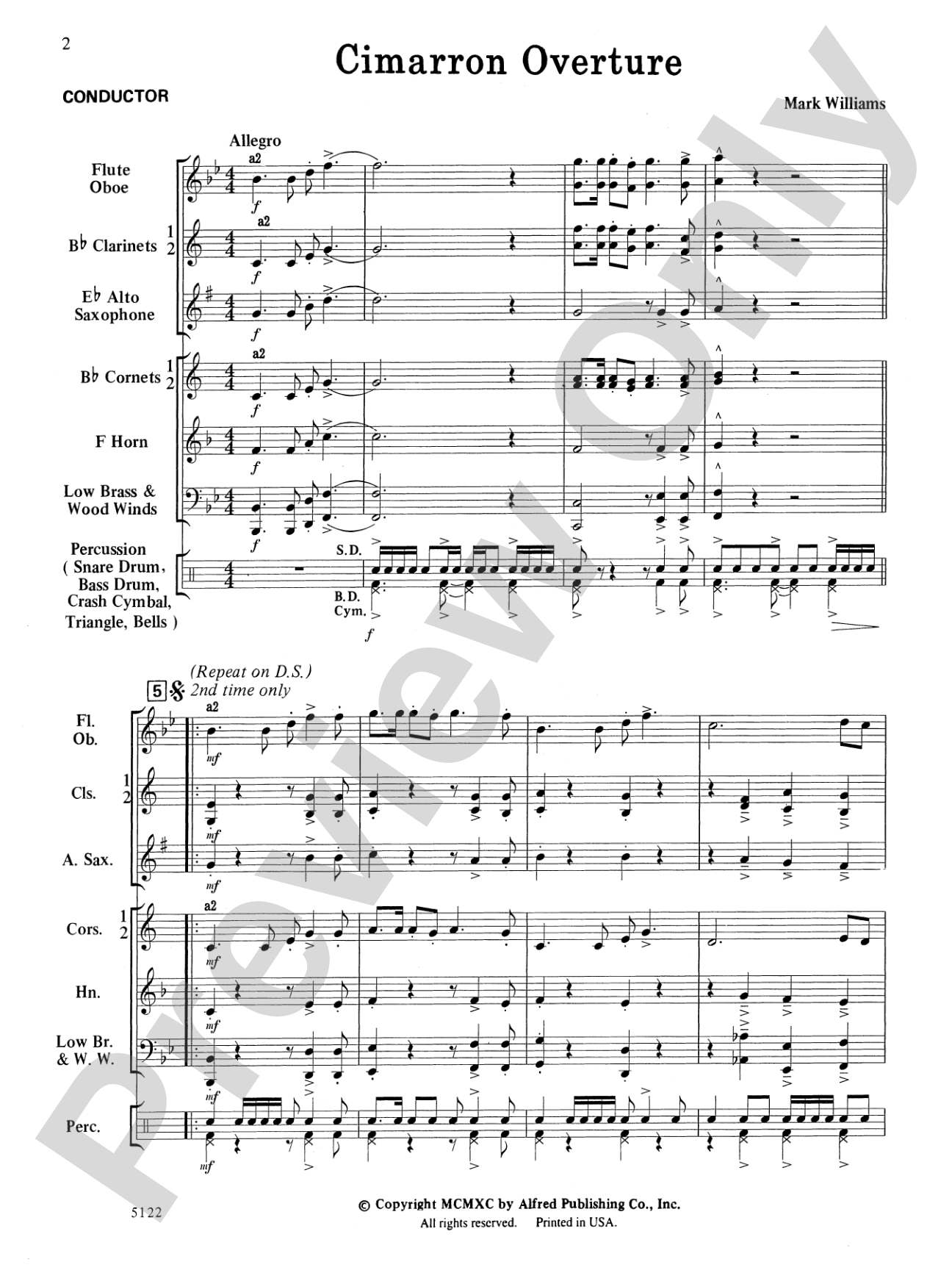Cimarron Overture: Concert Band Conductor Score & Parts