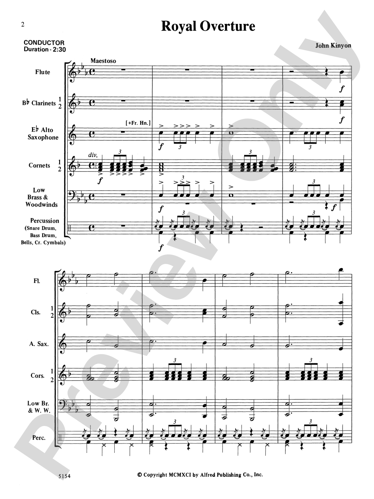 Royal Overture: Concert Band Conductor Score & Parts
