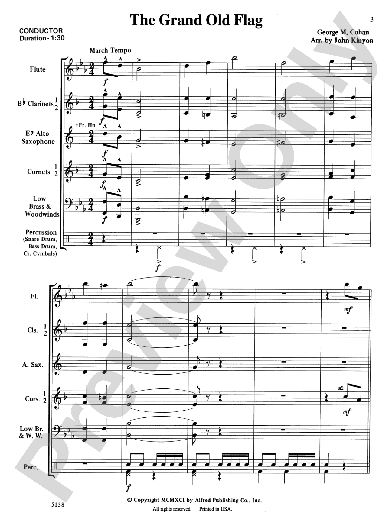 The Grand Old Flag: Concert Band Conductor Score & Parts