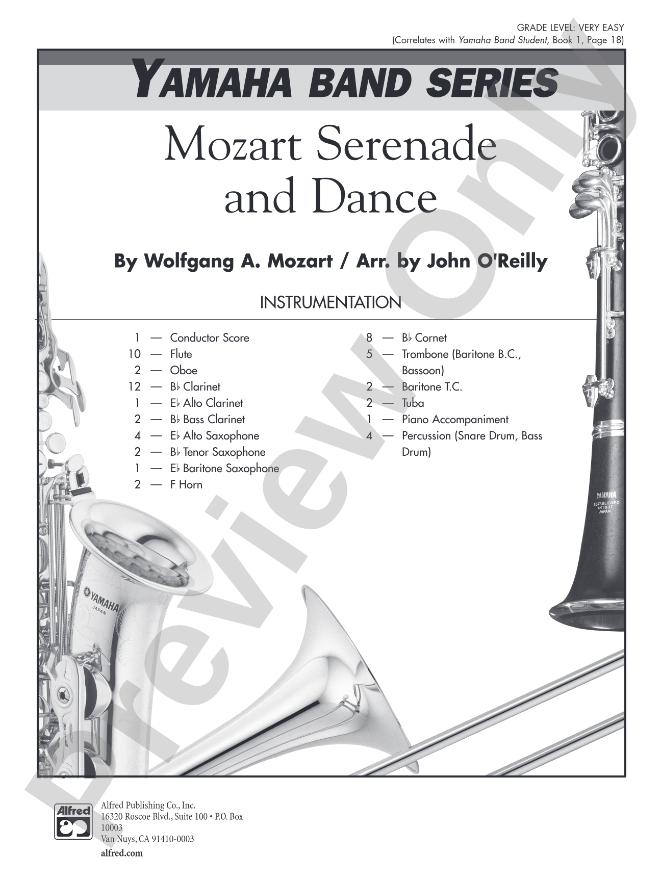 Mozart Serenade and Dance: Concert Band Conductor Score & Parts
