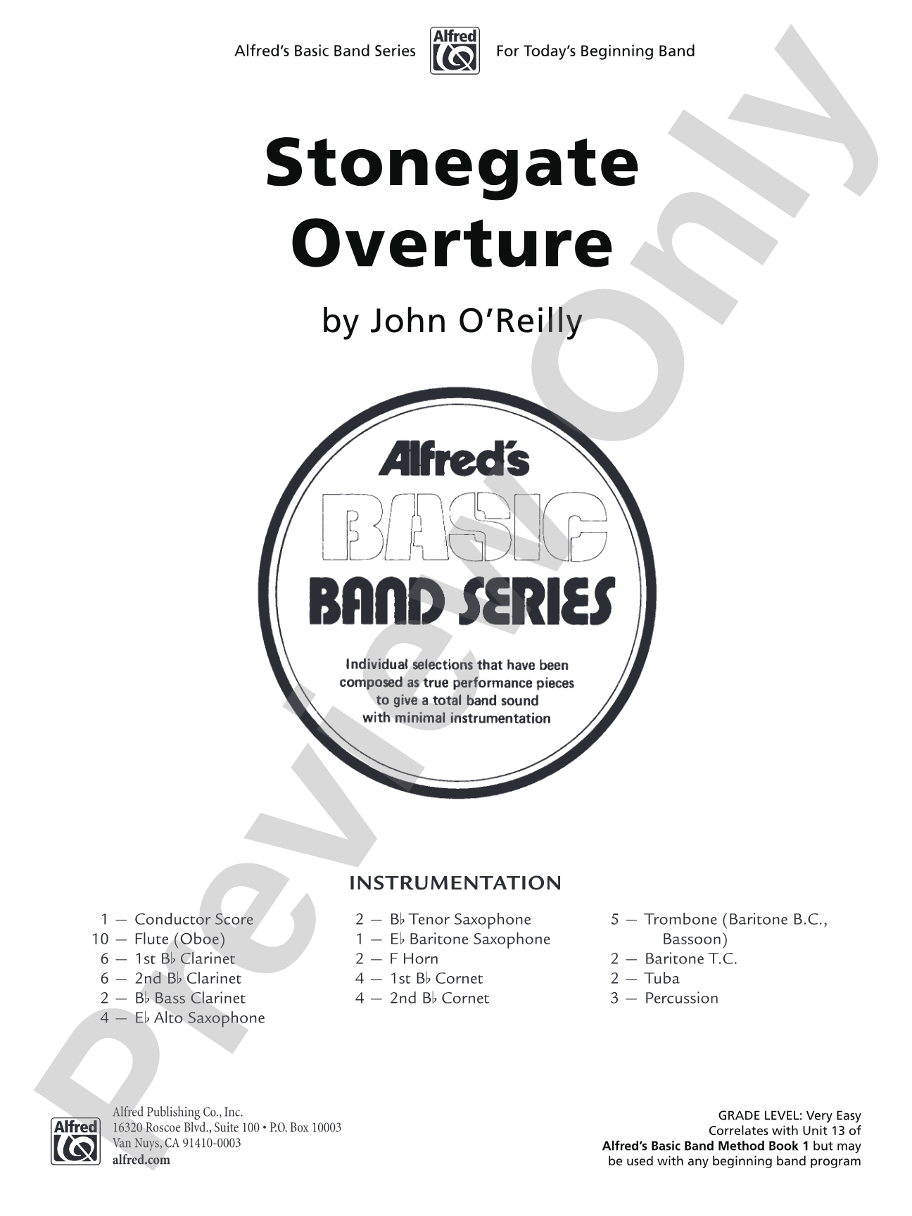 Stonegate Overture: Concert Band Conductor Score & Parts