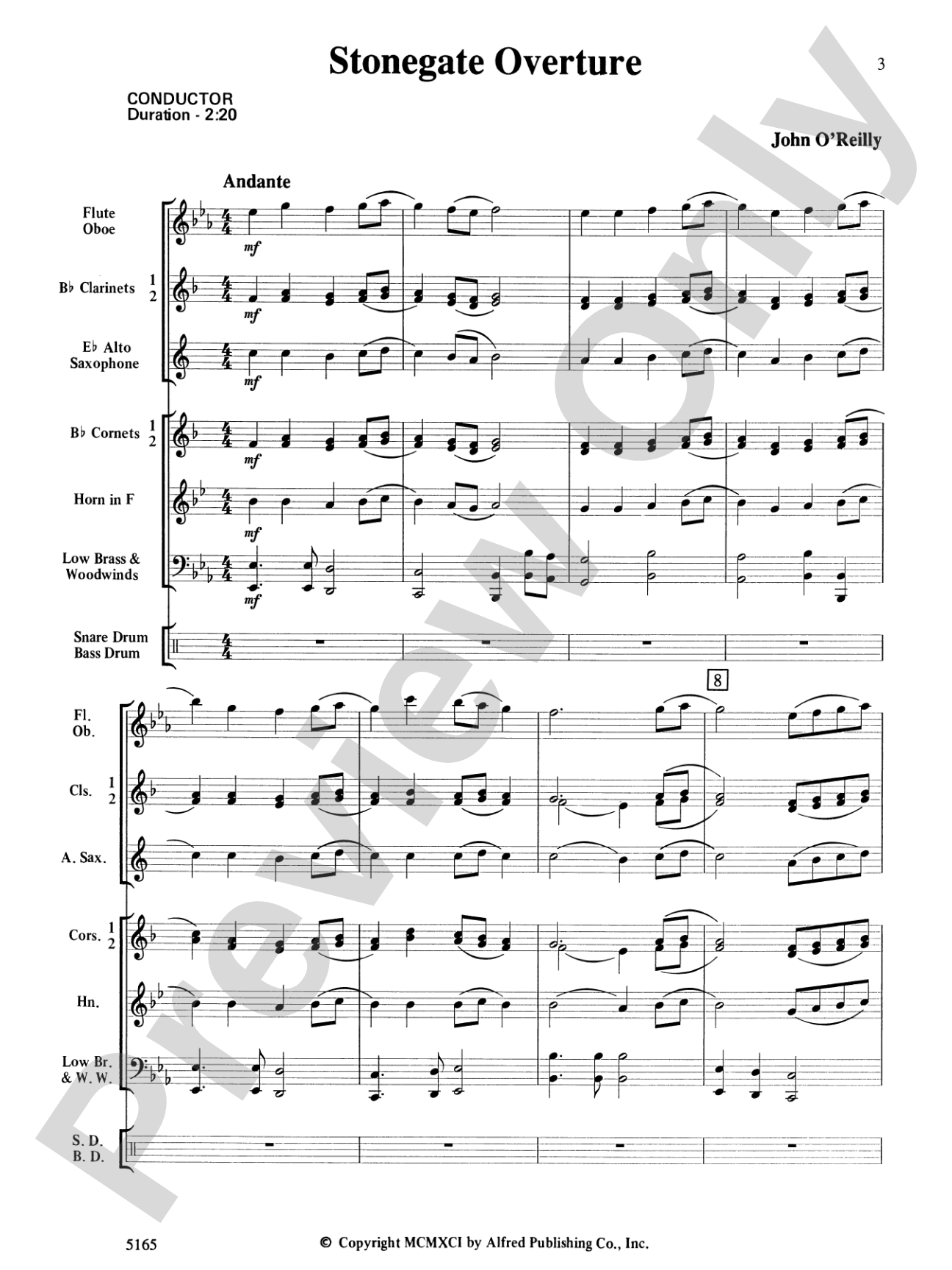 Stonegate Overture: Concert Band Conductor Score & Parts