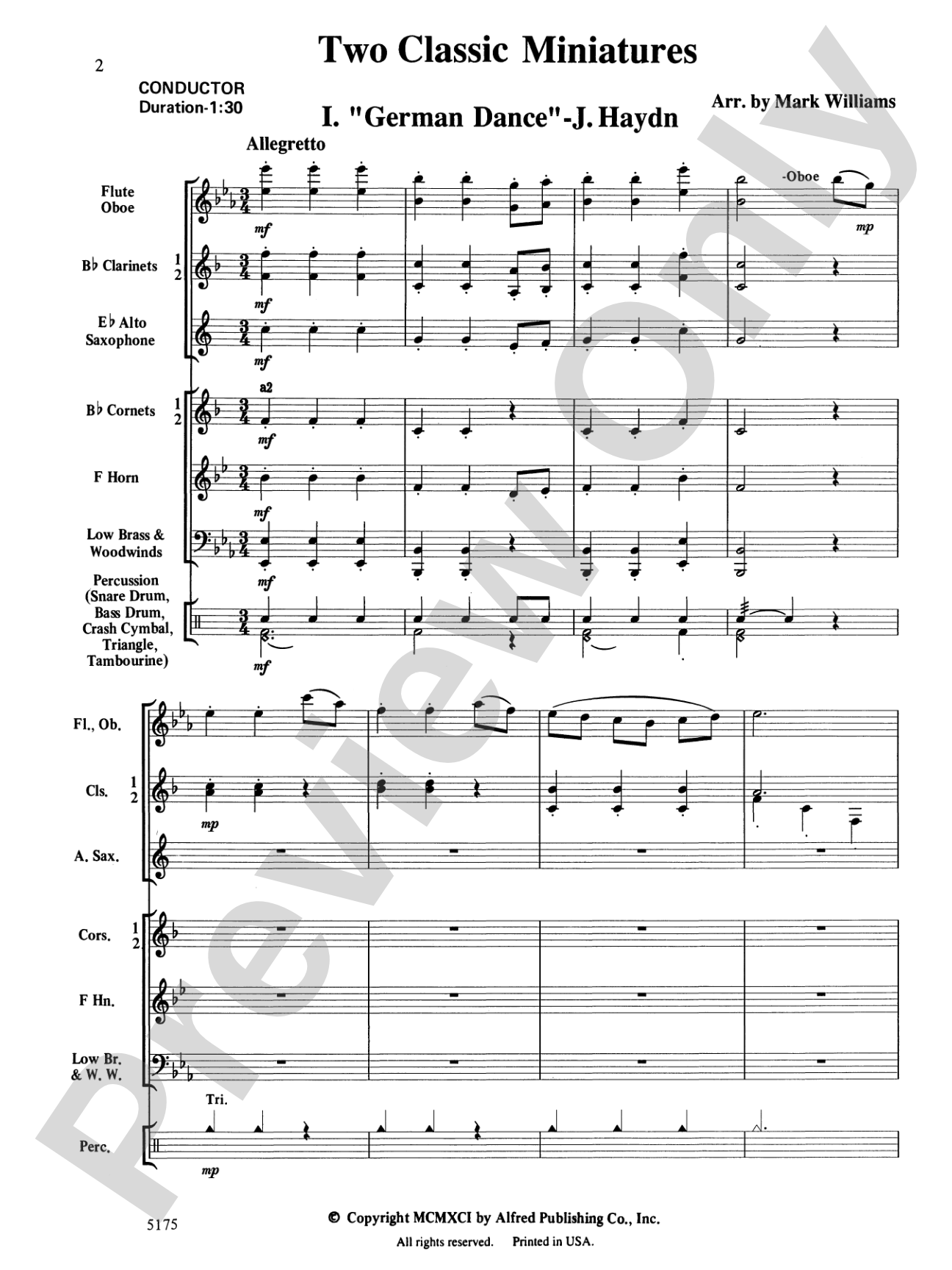 Two Classic Miniatures: Concert Band Conductor Score & Parts