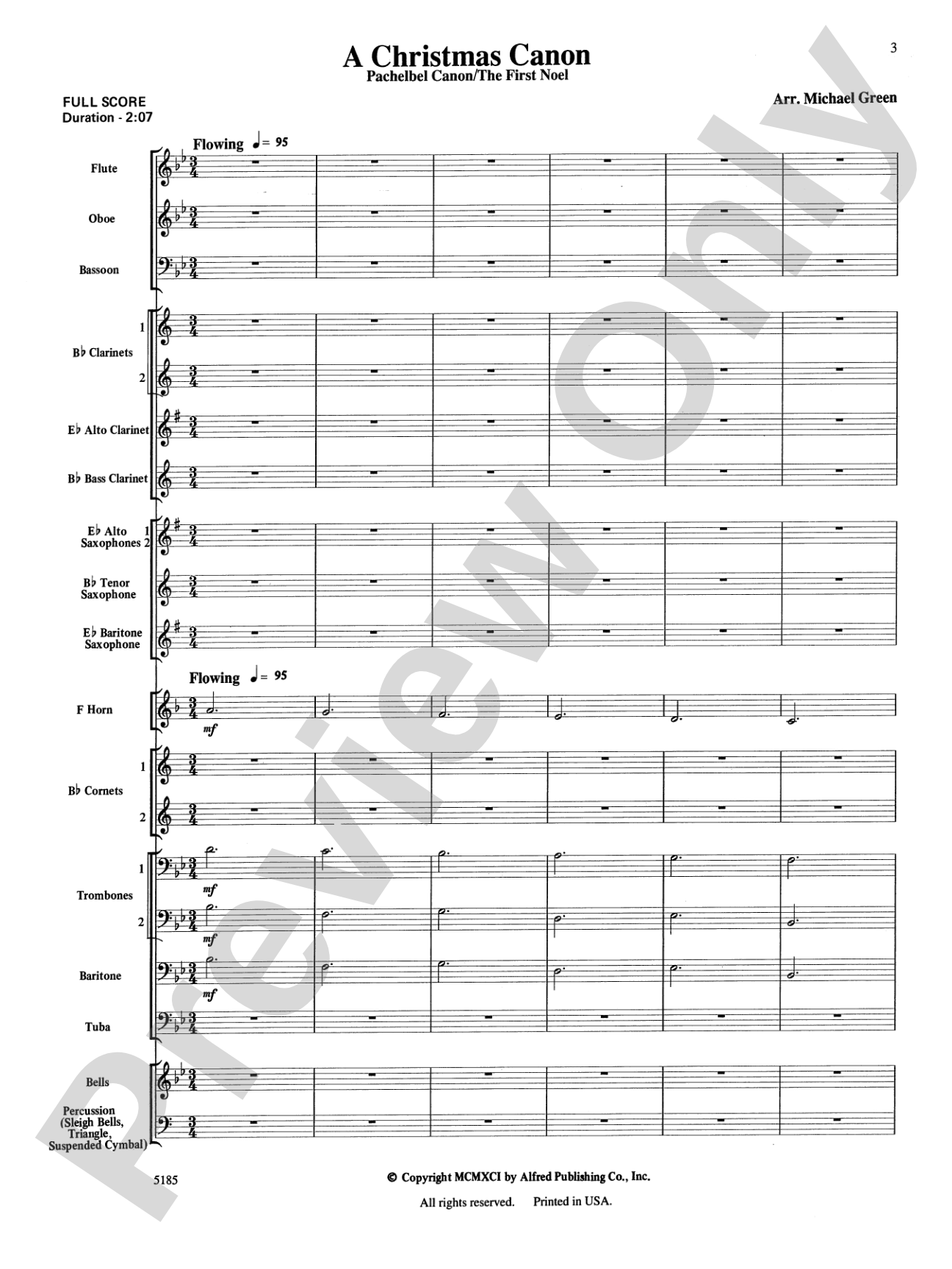 A Christmas Canon (Pachelbel Canon / The First Noel): Concert Band Conductor Score & Parts