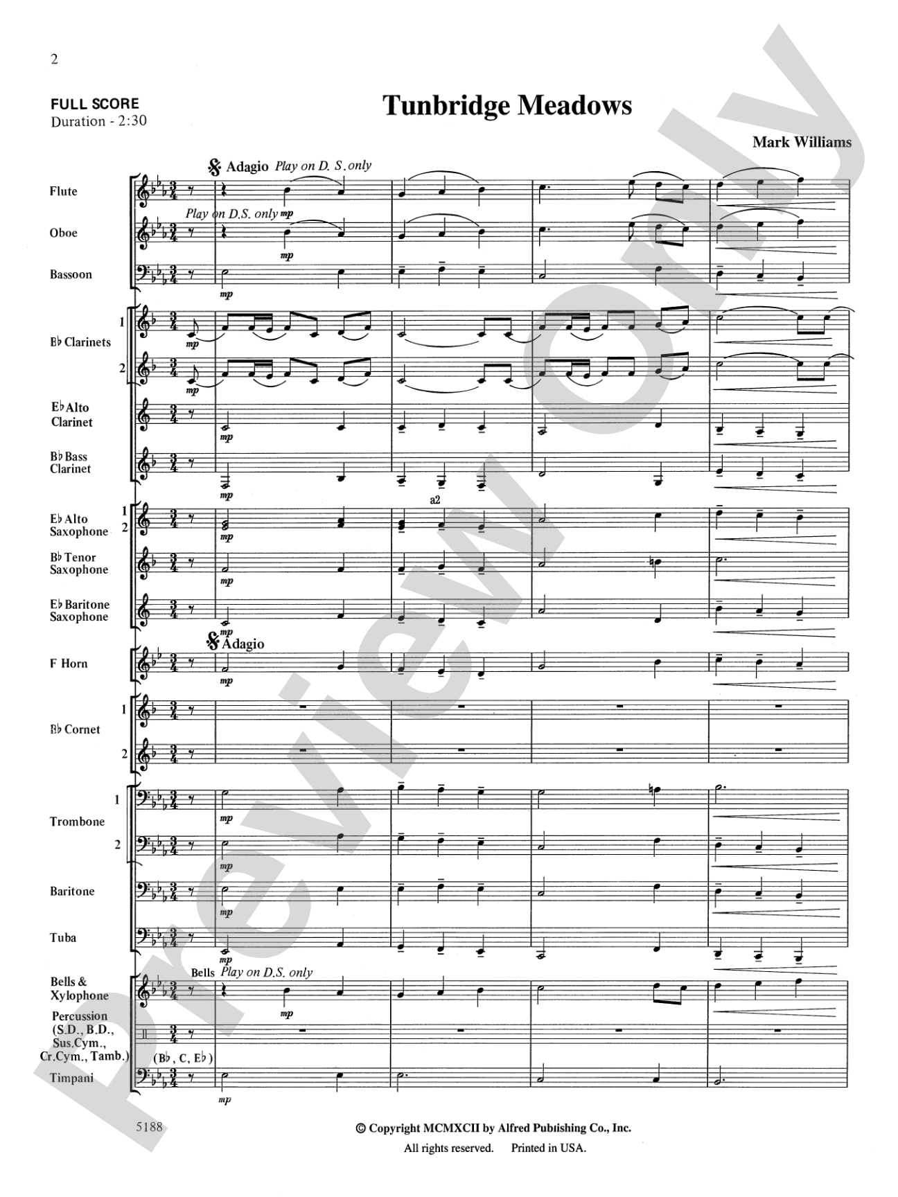 Tunbridge Meadows: Concert Band Conductor Score & Parts