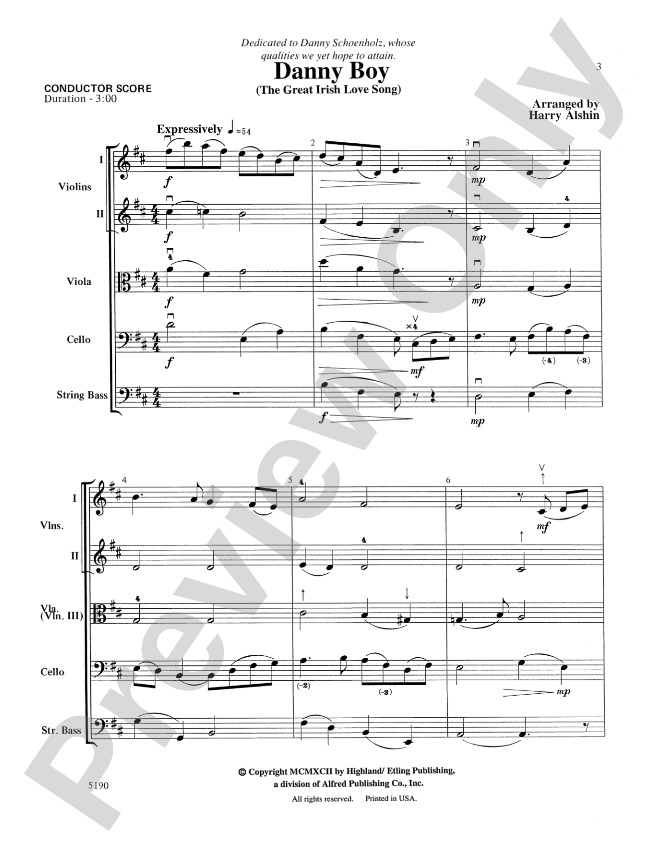 Danny Boy: String Orchestra Conductor Score & Parts