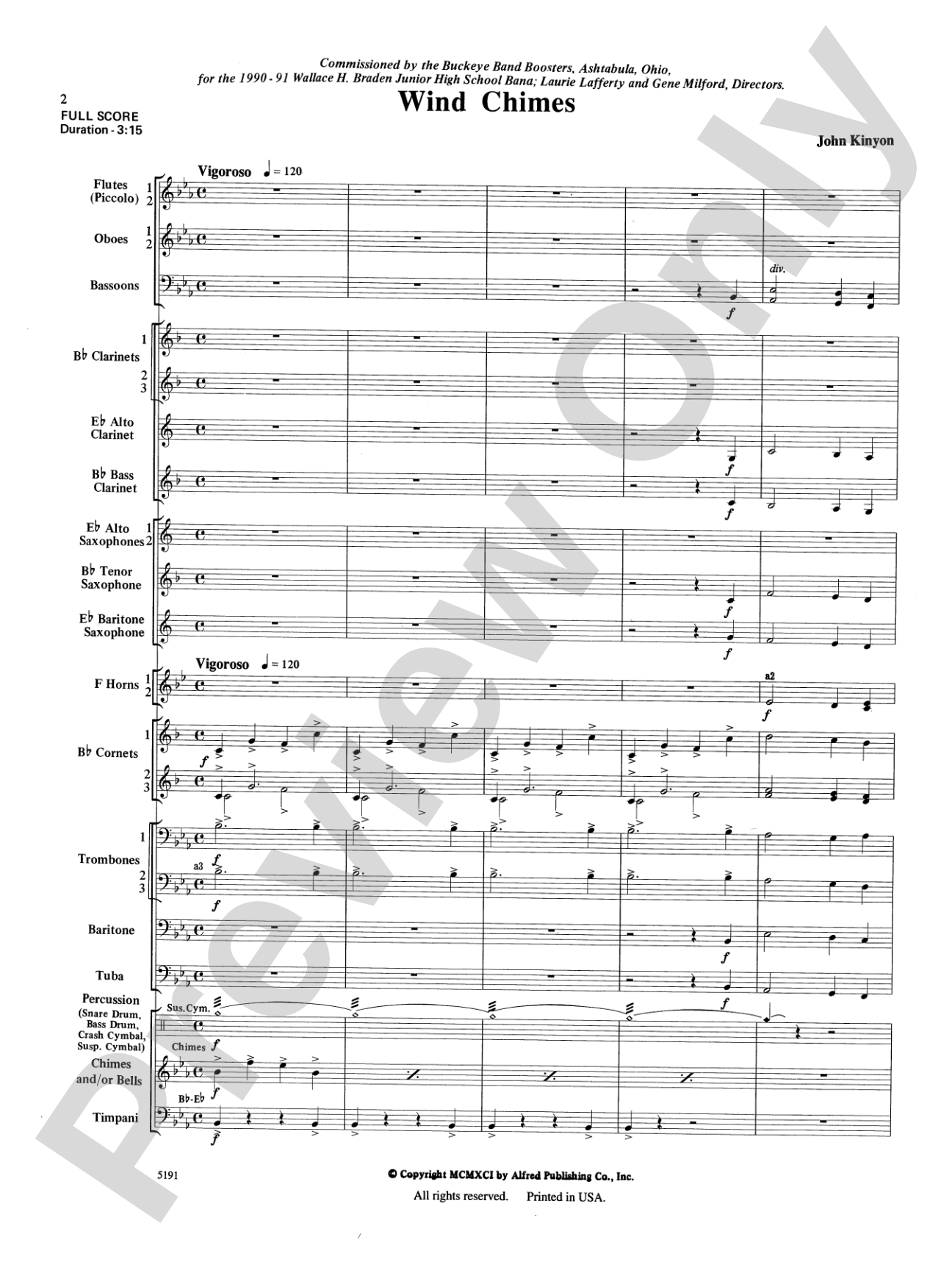 Wind Chimes: Concert Band Conductor Score & Parts