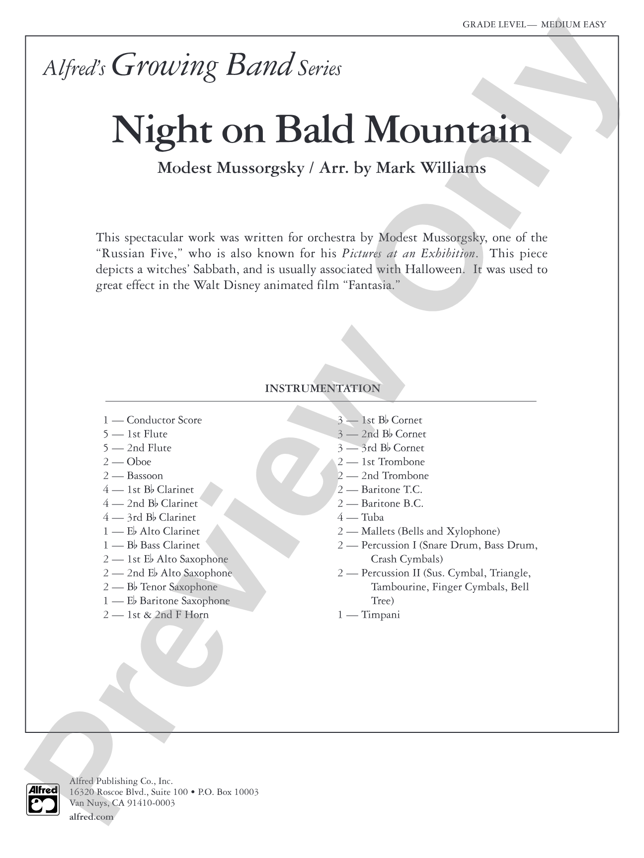 Night on Bald Mountain: Concert Band Conductor Score & Parts
