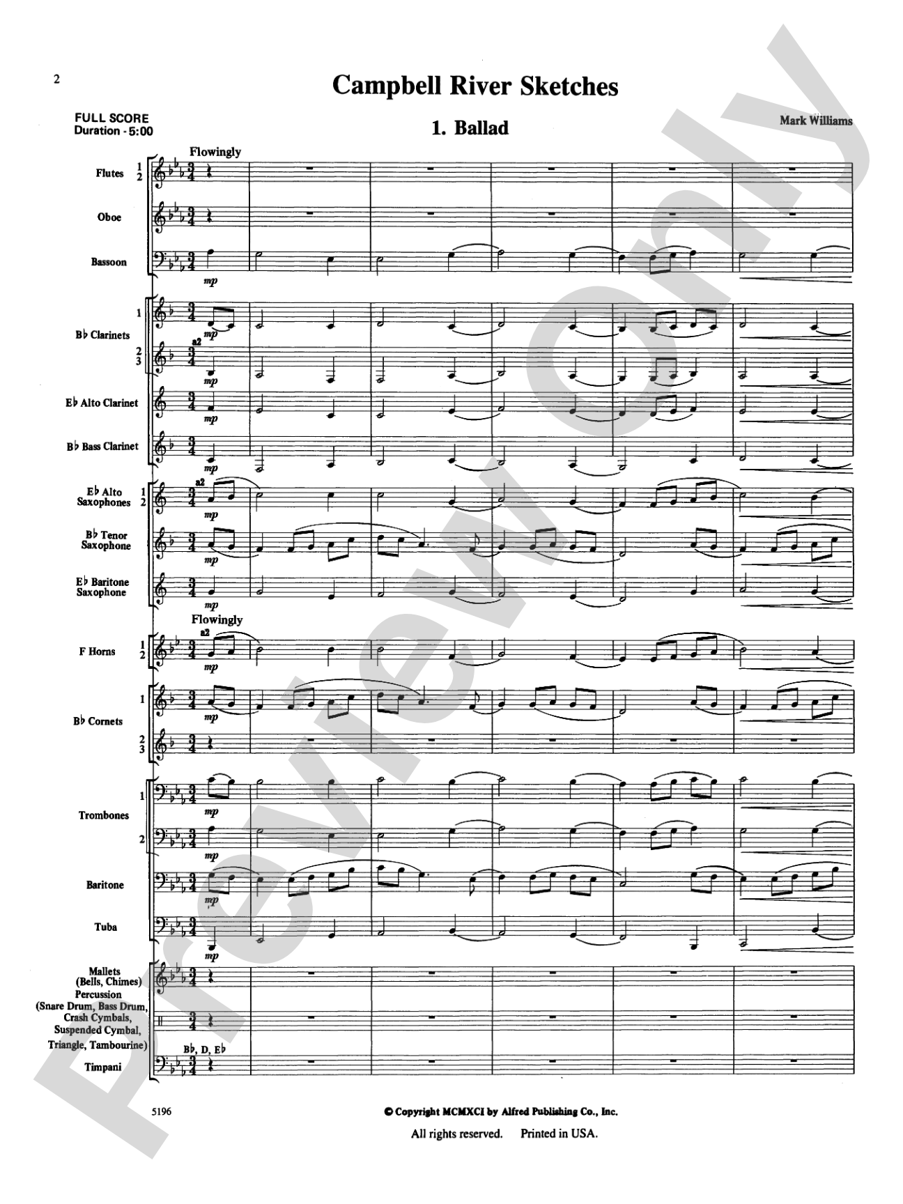 Campbell River Sketches: Concert Band Conductor Score & Parts