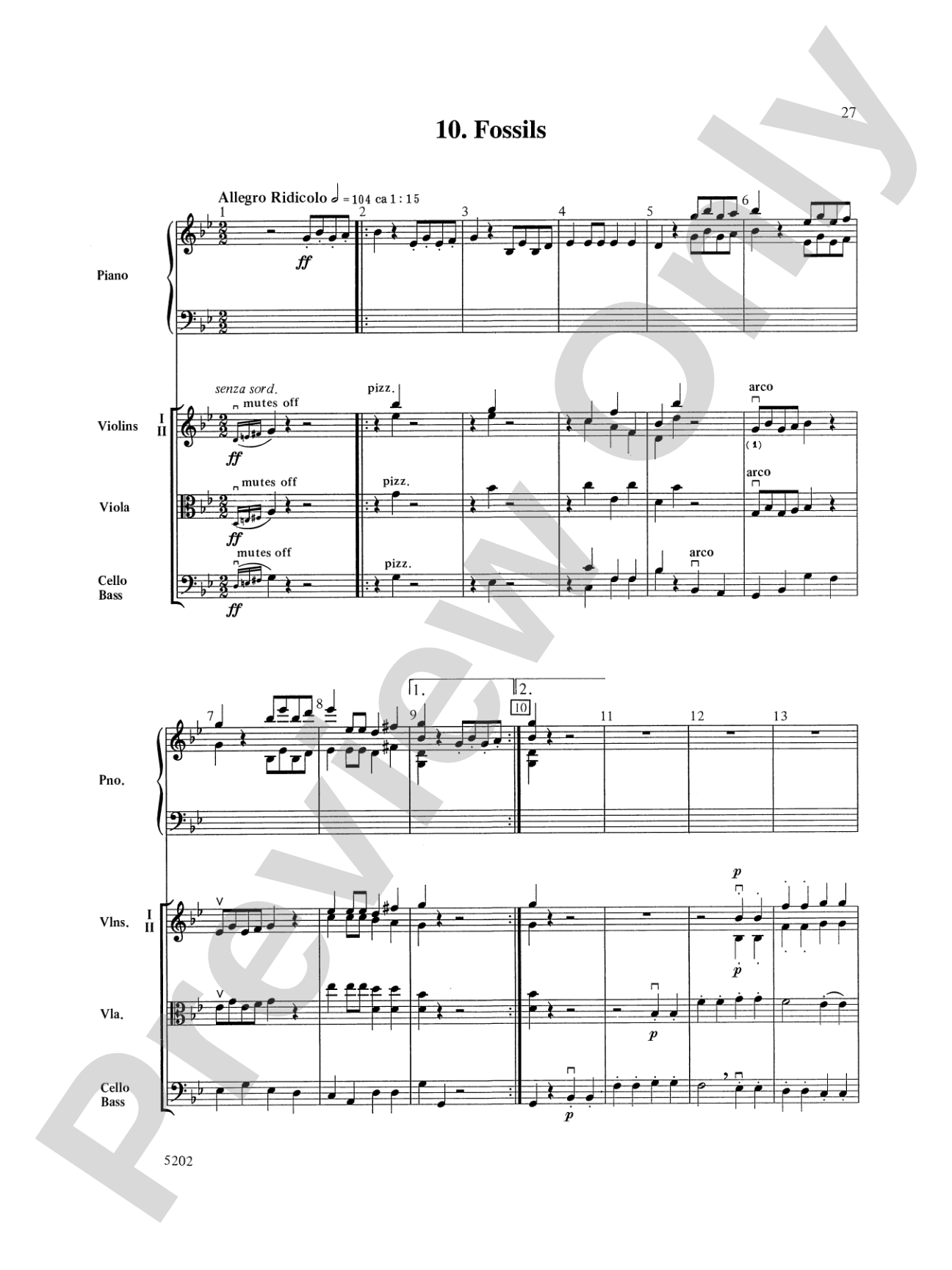 Carnival of the Animals: String Orchestra Conductor Score & Parts