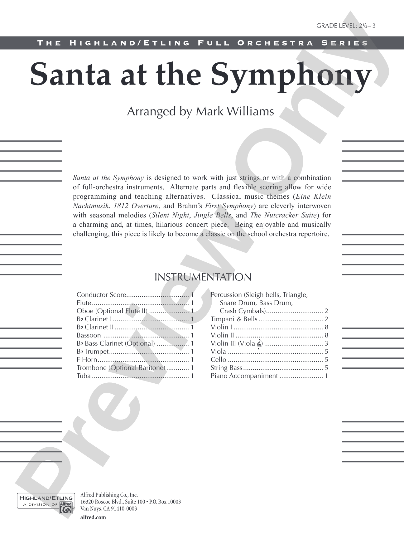 Santa at the Symphony (also playable by strings only): Score
