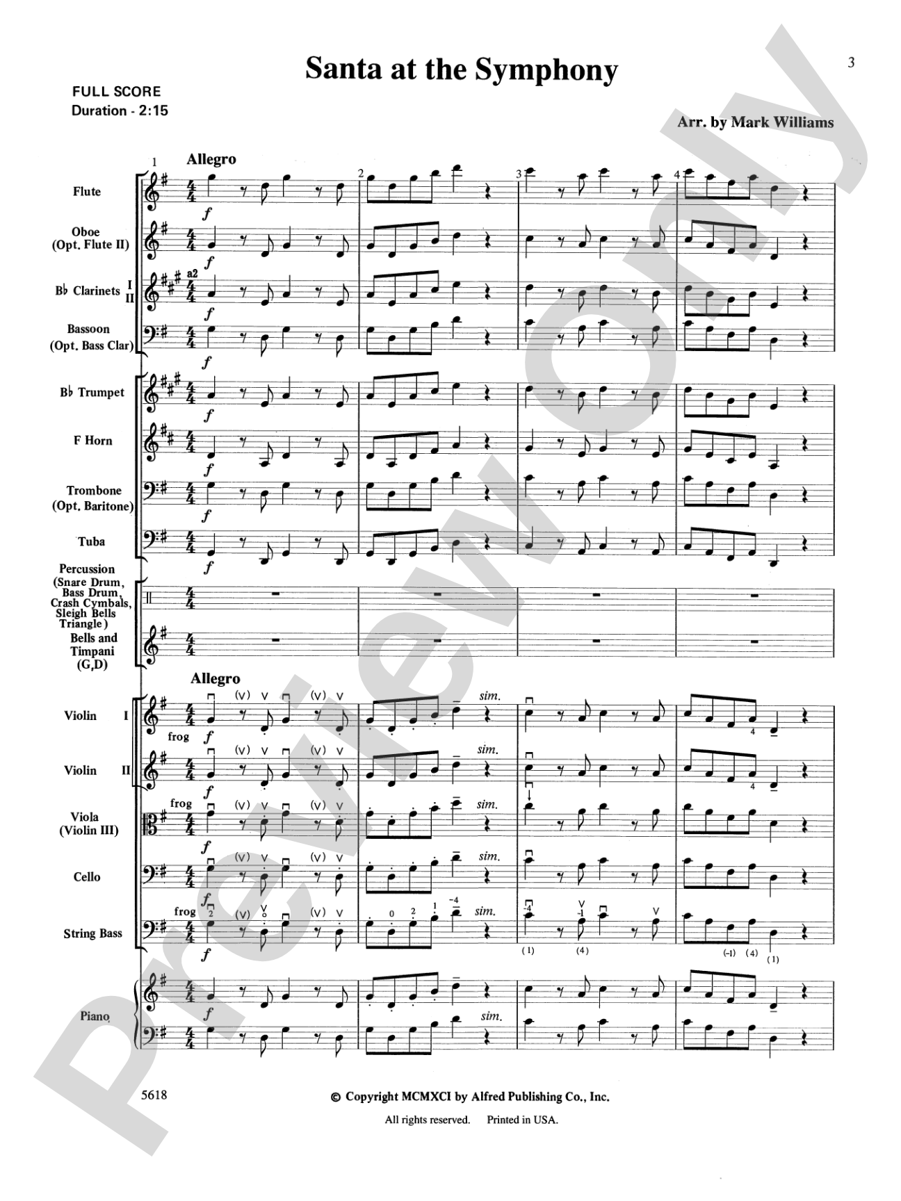 Santa at the Symphony (also playable by strings only): Score