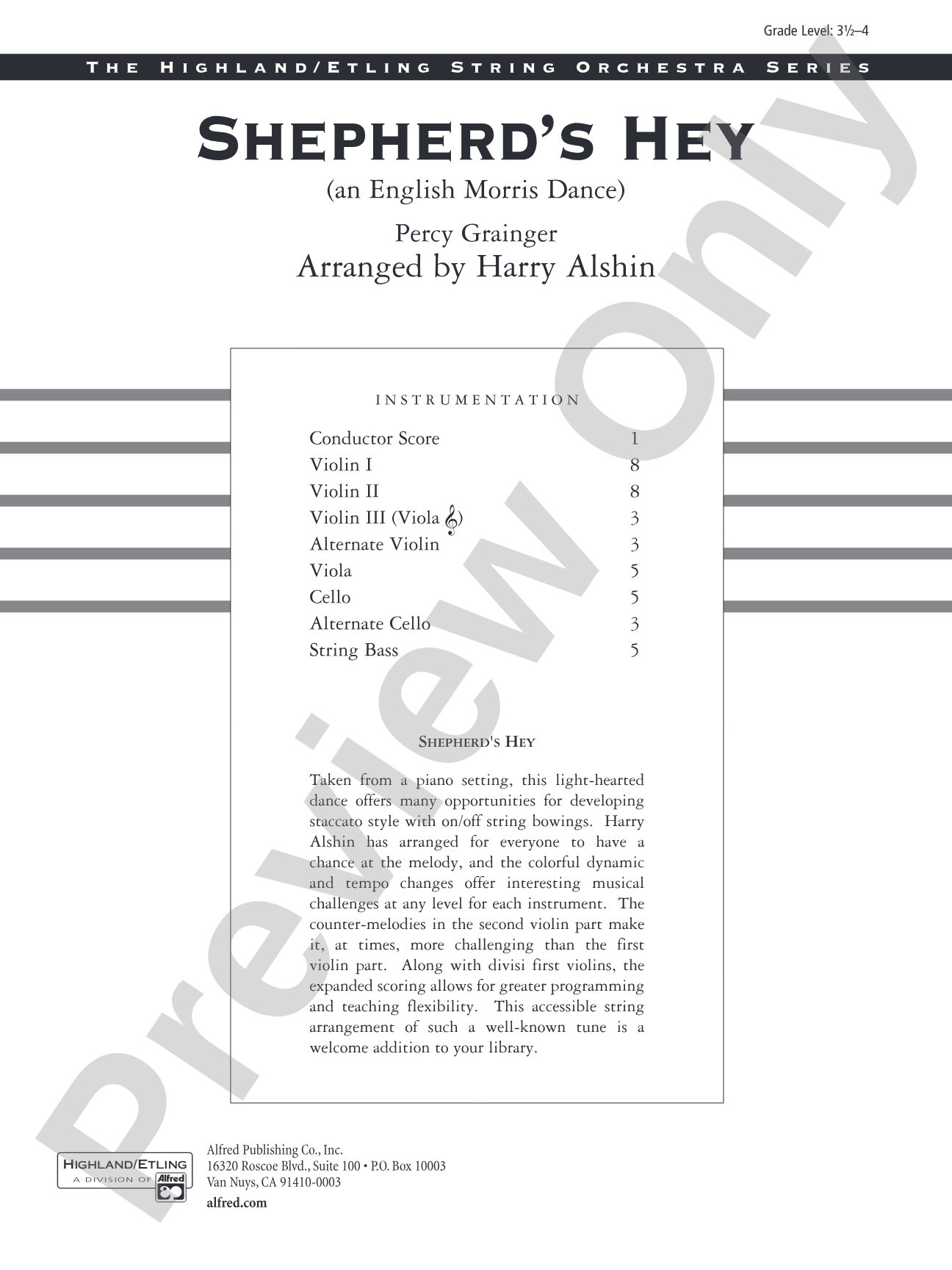 Shepherds Hey (an English Morris Dance): String Orchestra Conductor Score & Parts