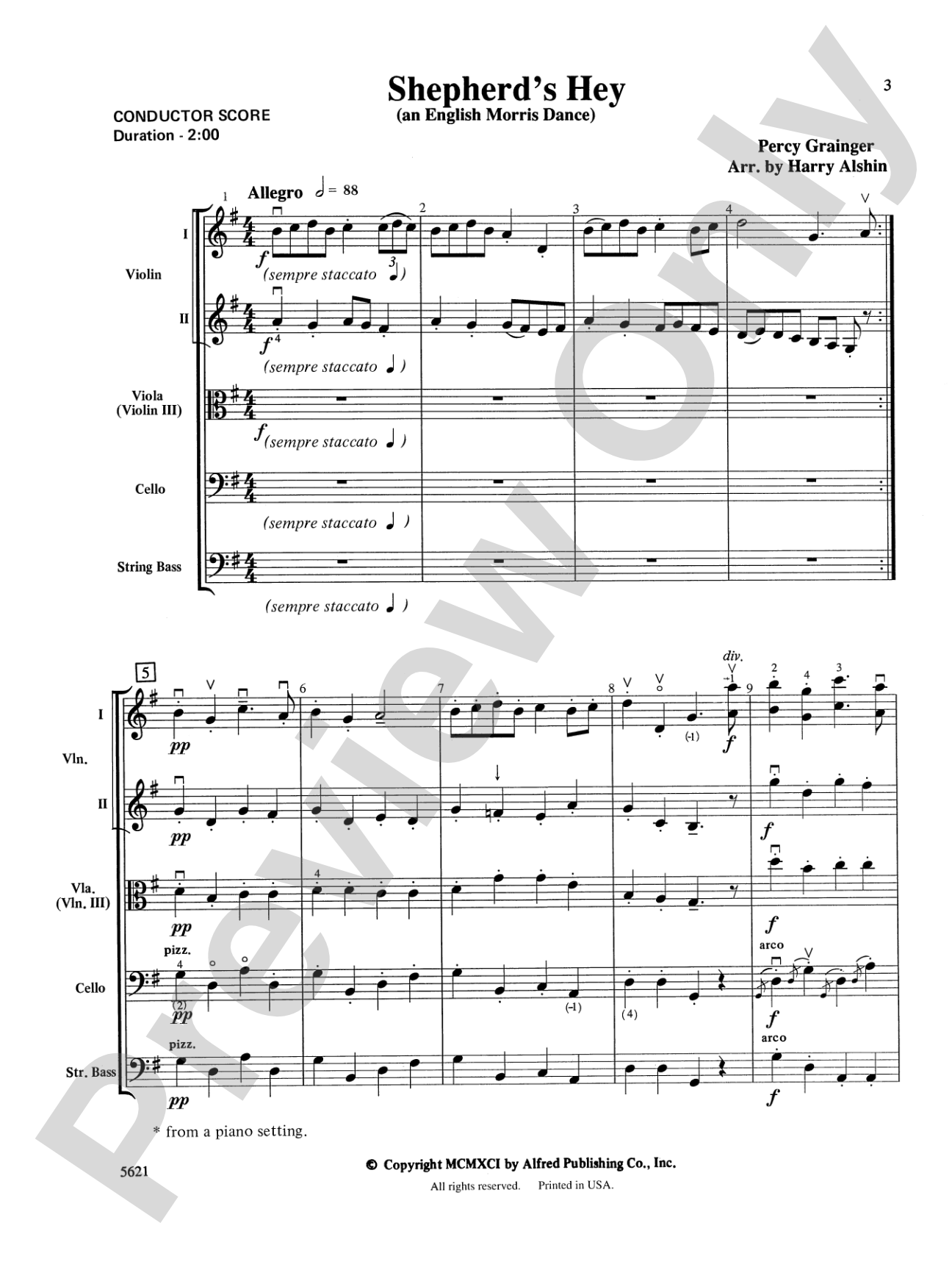 Shepherds Hey (an English Morris Dance): String Orchestra Conductor Score & Parts