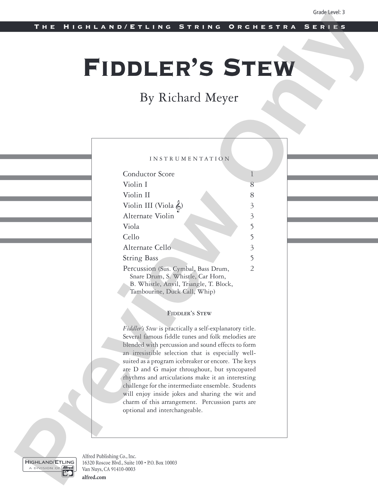 Fiddler's Stew: String Orchestra Conductor Score & Parts