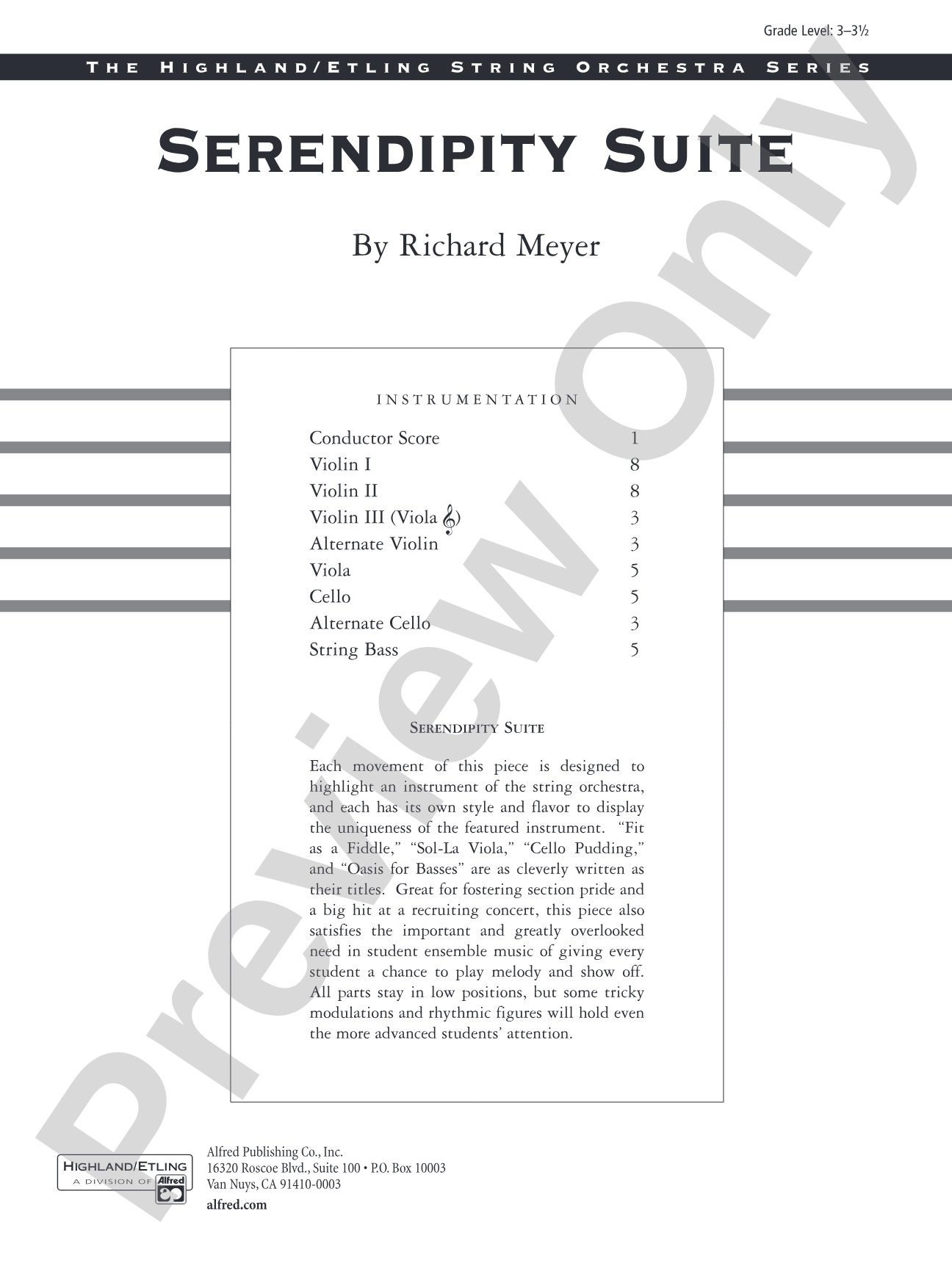Serendipity Suite: String Orchestra Conductor Score & Parts