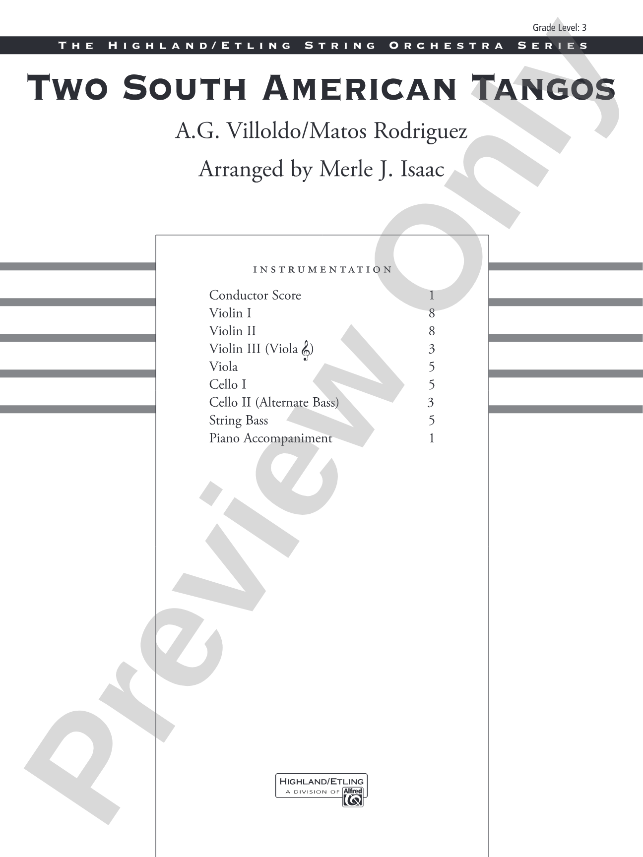 Two South American Tangos: String Orchestra Conductor Score & Parts