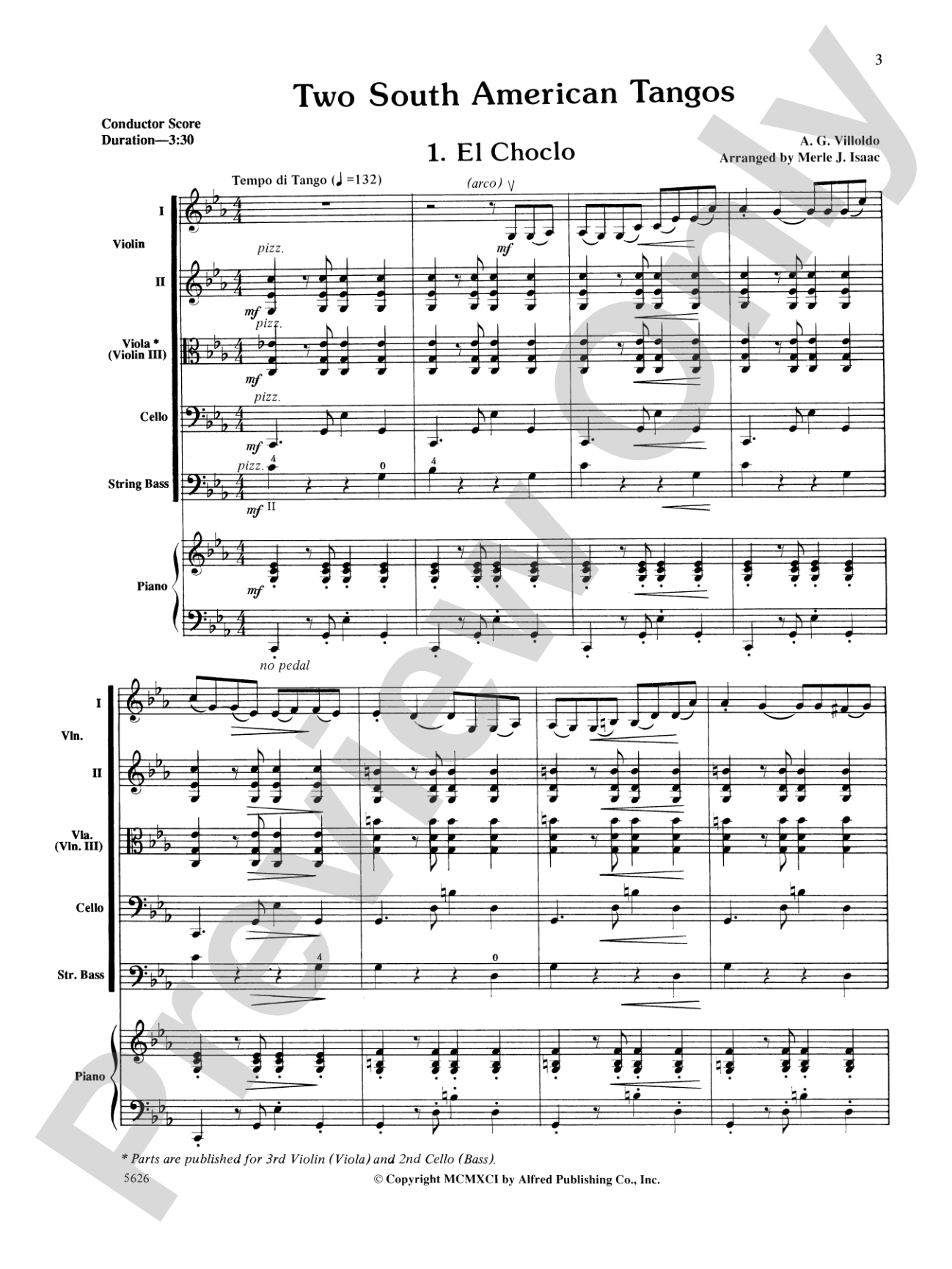 Two South American Tangos: String Orchestra Conductor Score & Parts