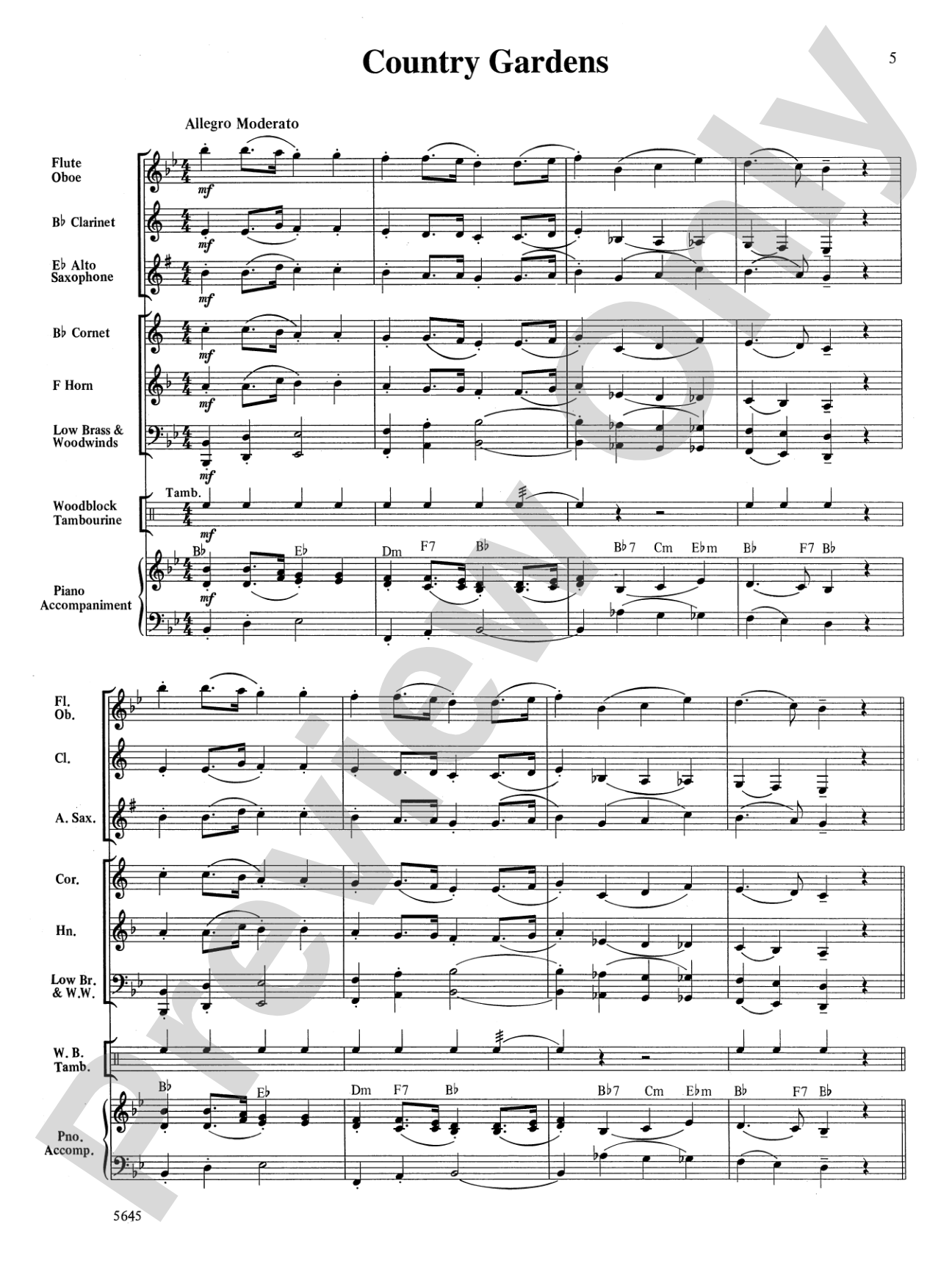 Two English Dances: Concert Band Conductor Score & Parts