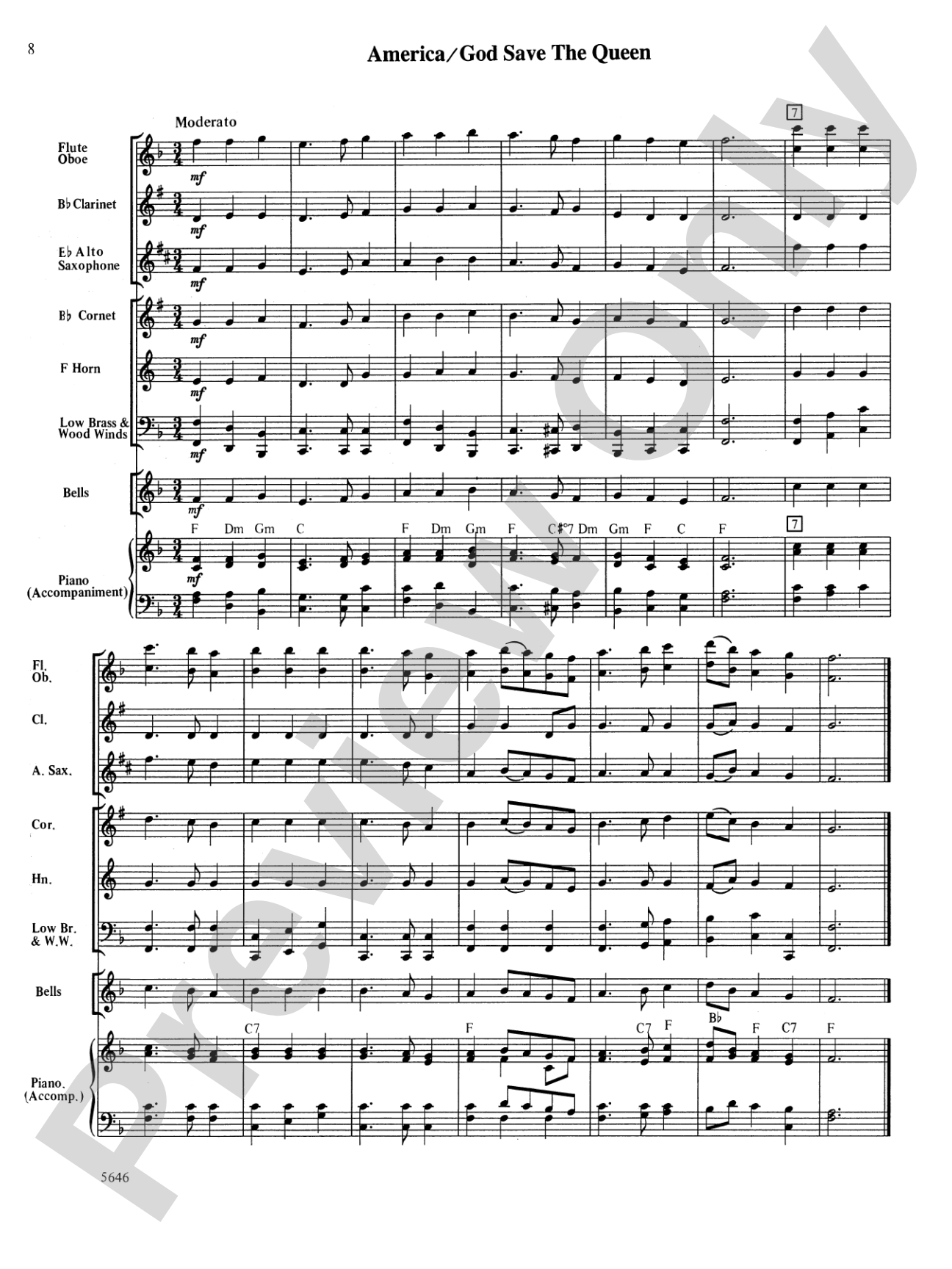Three National Anthems (Star Spangled Banner, O Canada!, America/God Save the Queen): Concert Band Conductor Score & Parts