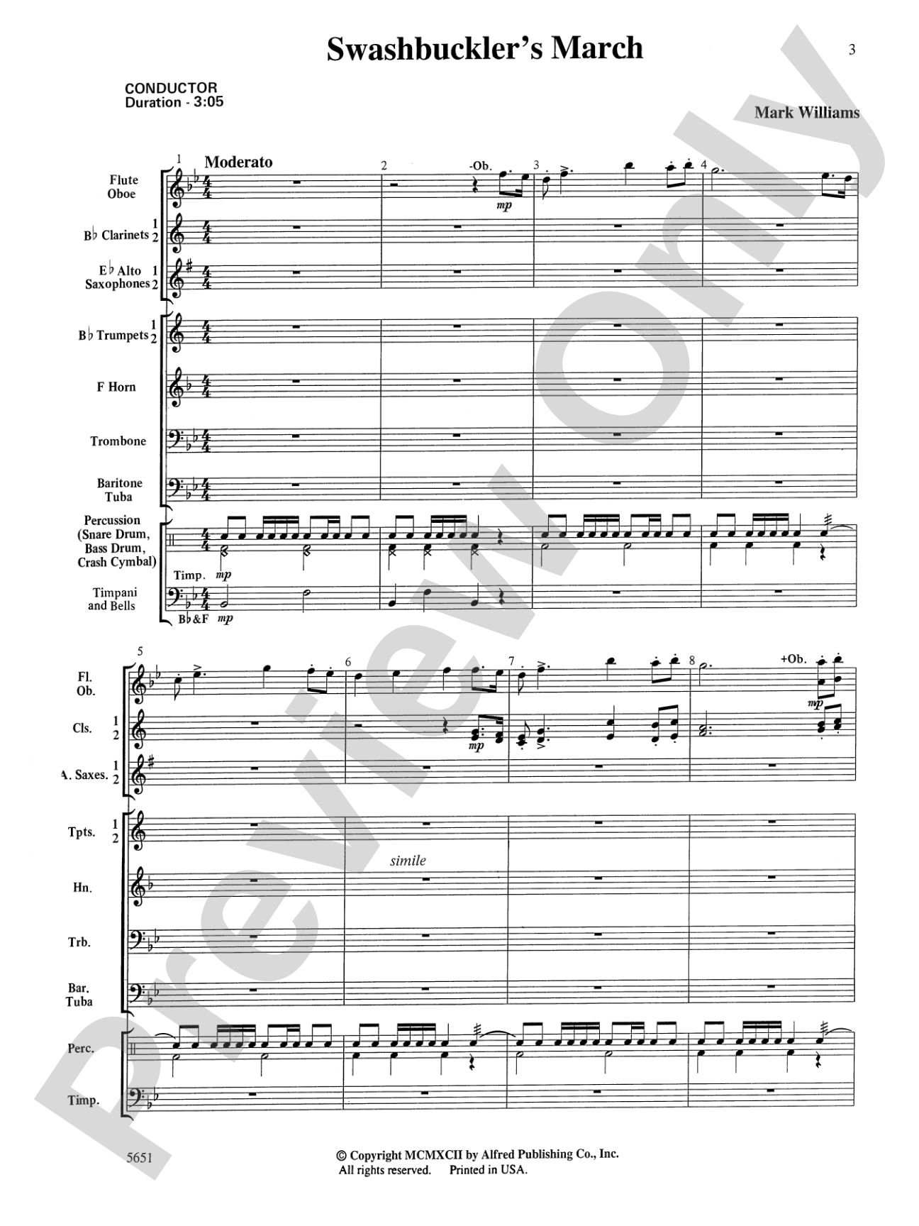 Swashbuckler's March: Concert Band Conductor Score & Parts