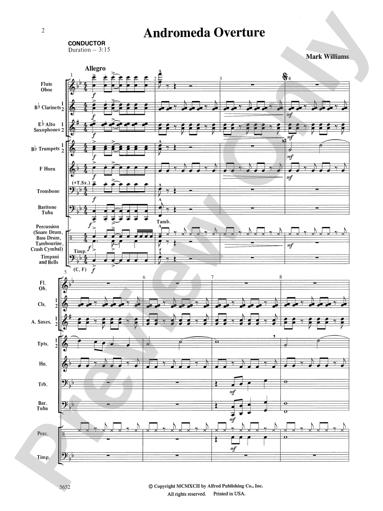 Andromeda Overture: Concert Band Conductor Score & Parts