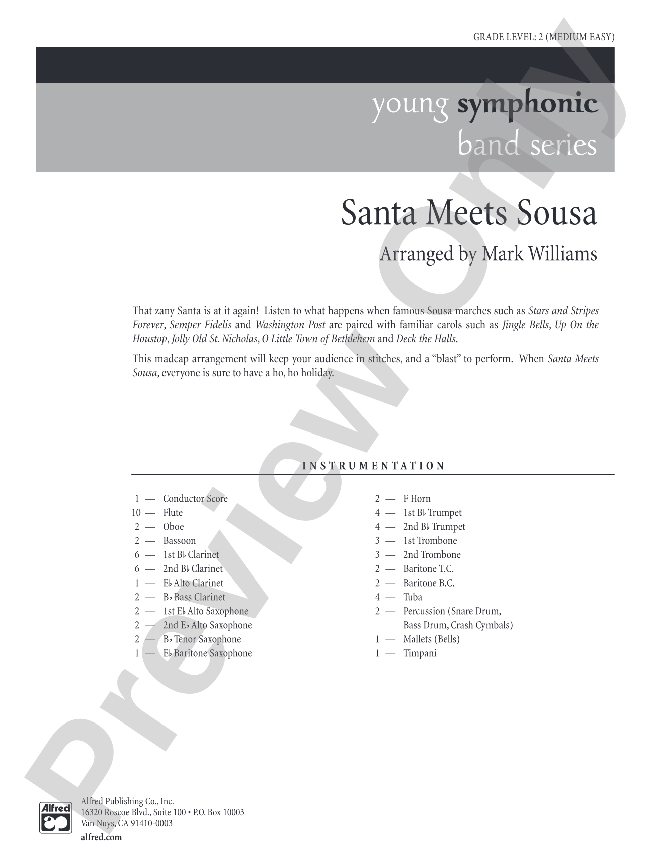 Santa Meets Sousa: Concert Band Conductor Score & Parts