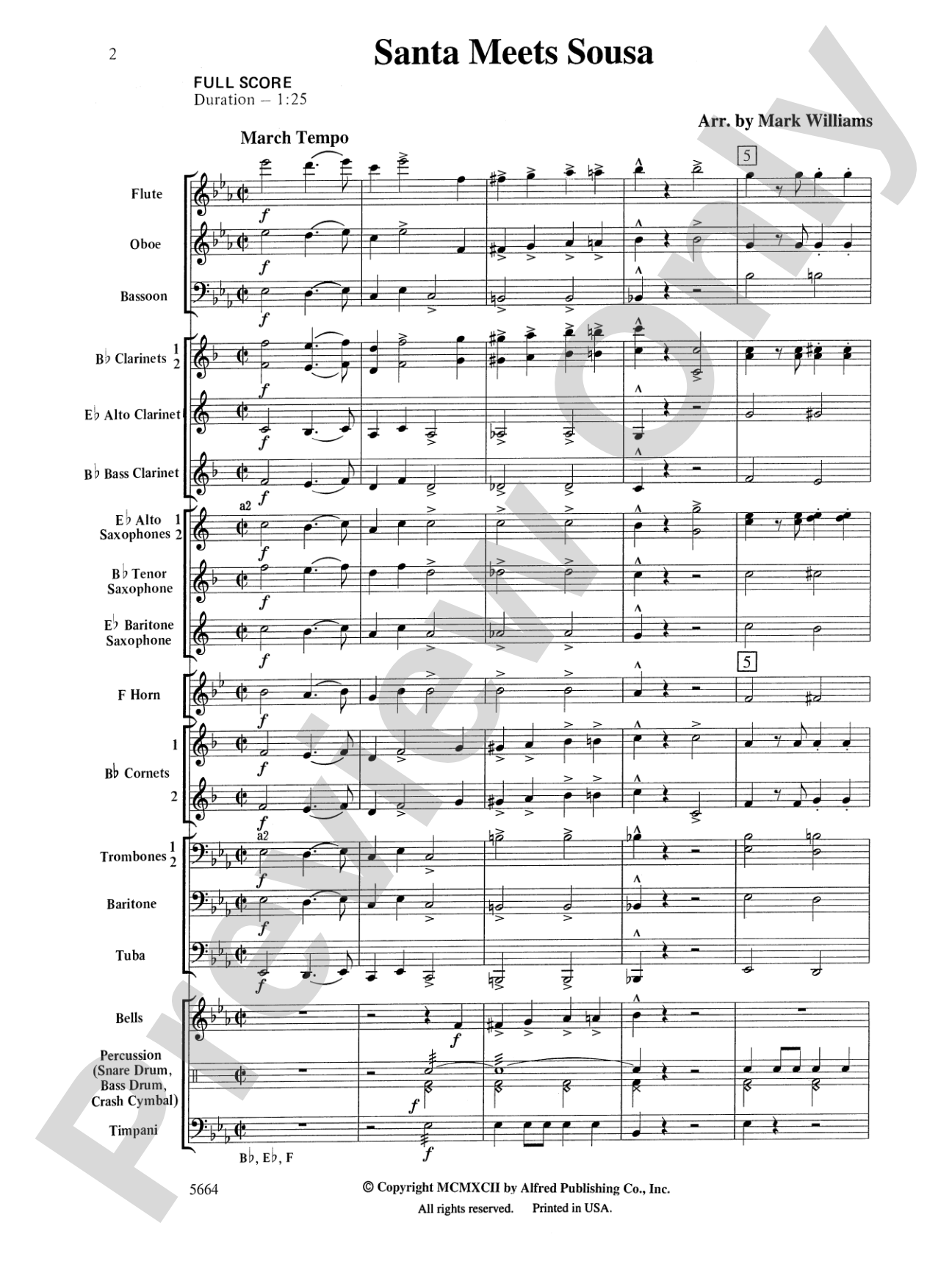 Santa Meets Sousa: Concert Band Conductor Score & Parts