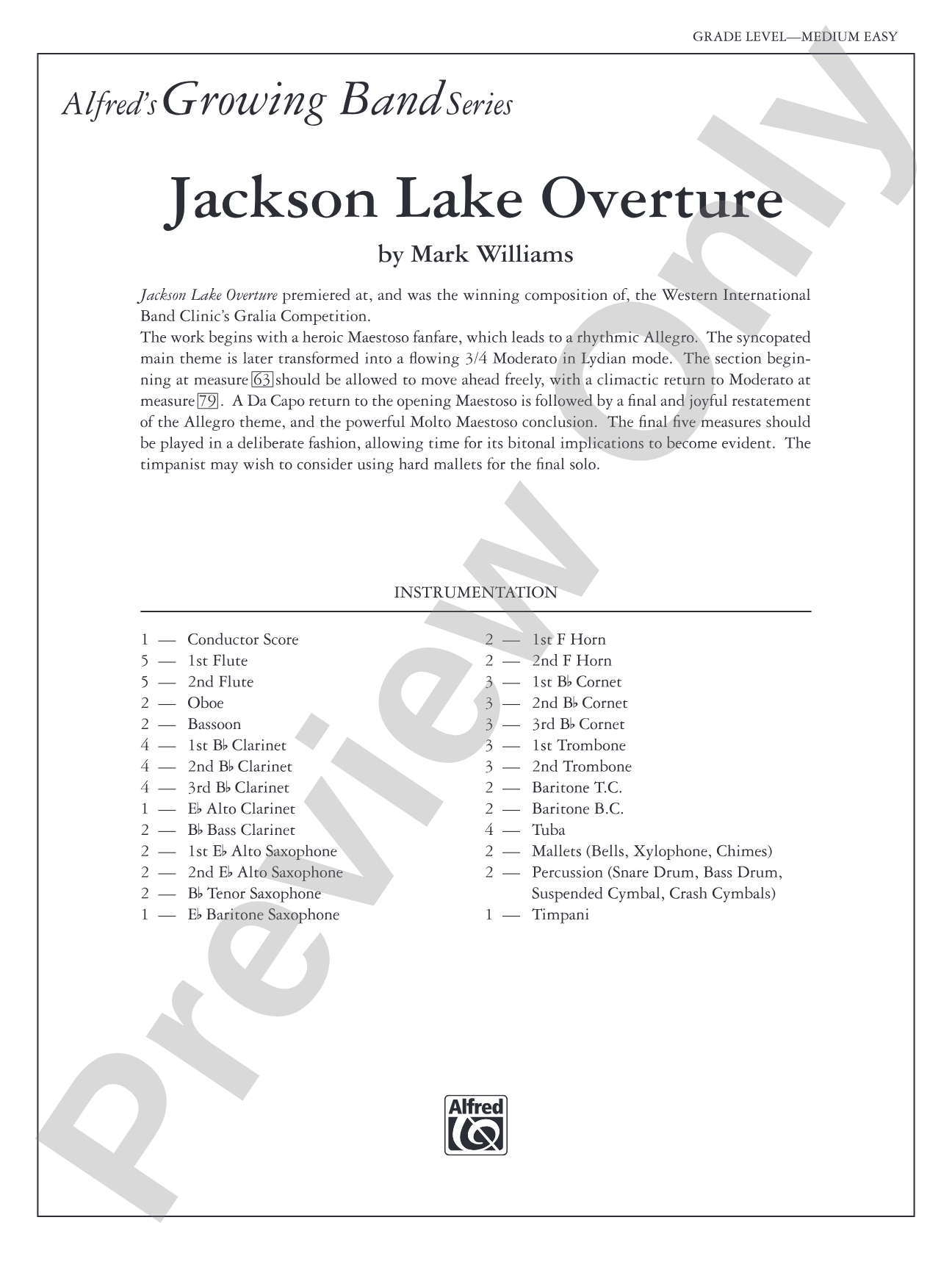 Jackson Lake Overture: Score