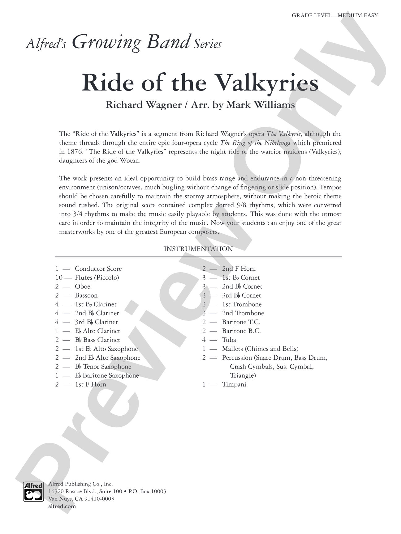 Ride of the Valkyries: Concert Band Conductor Score & Parts